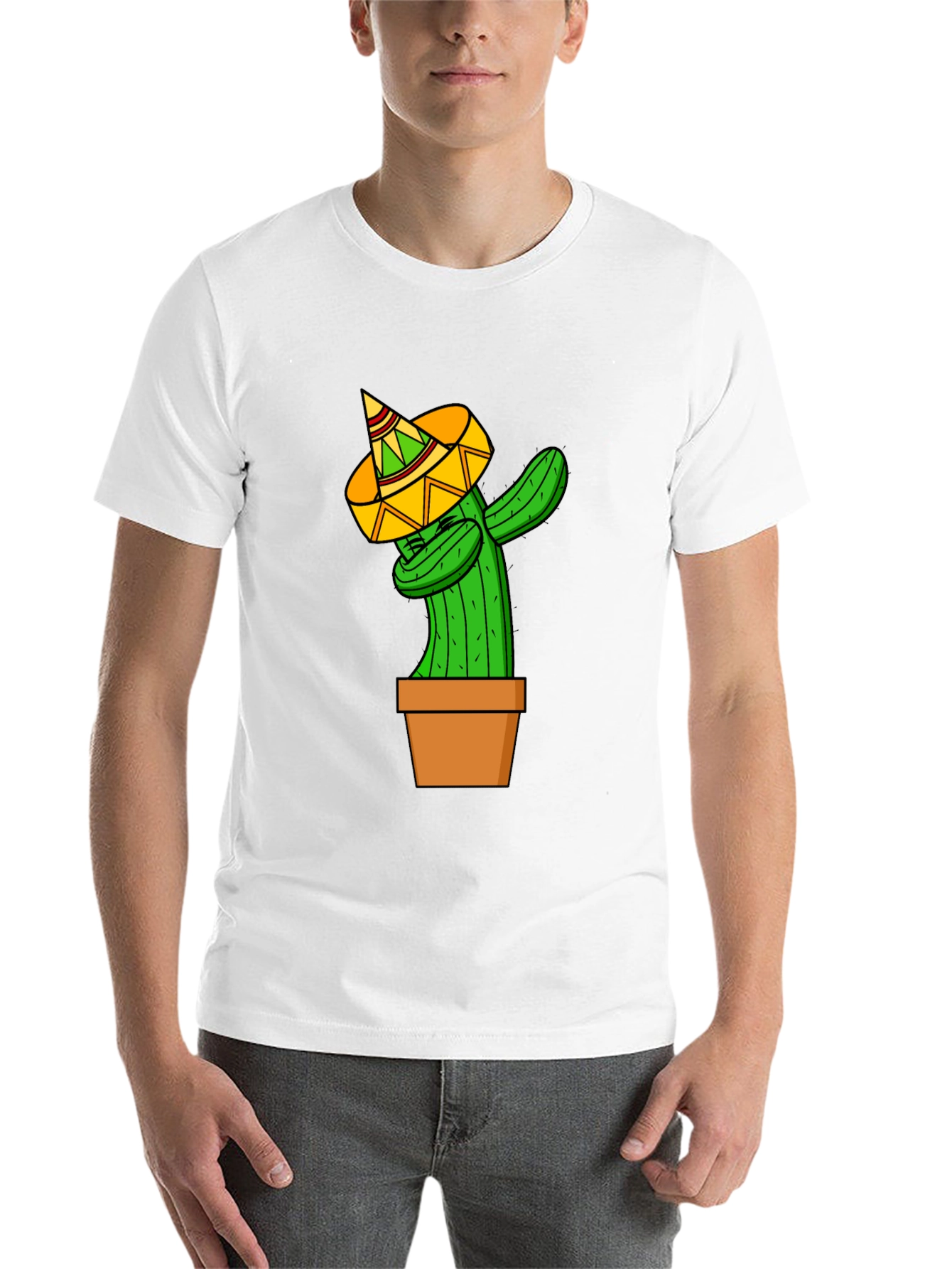 Black Dabbing Cactus T-Shirt - Funny Graphic Tee view 14