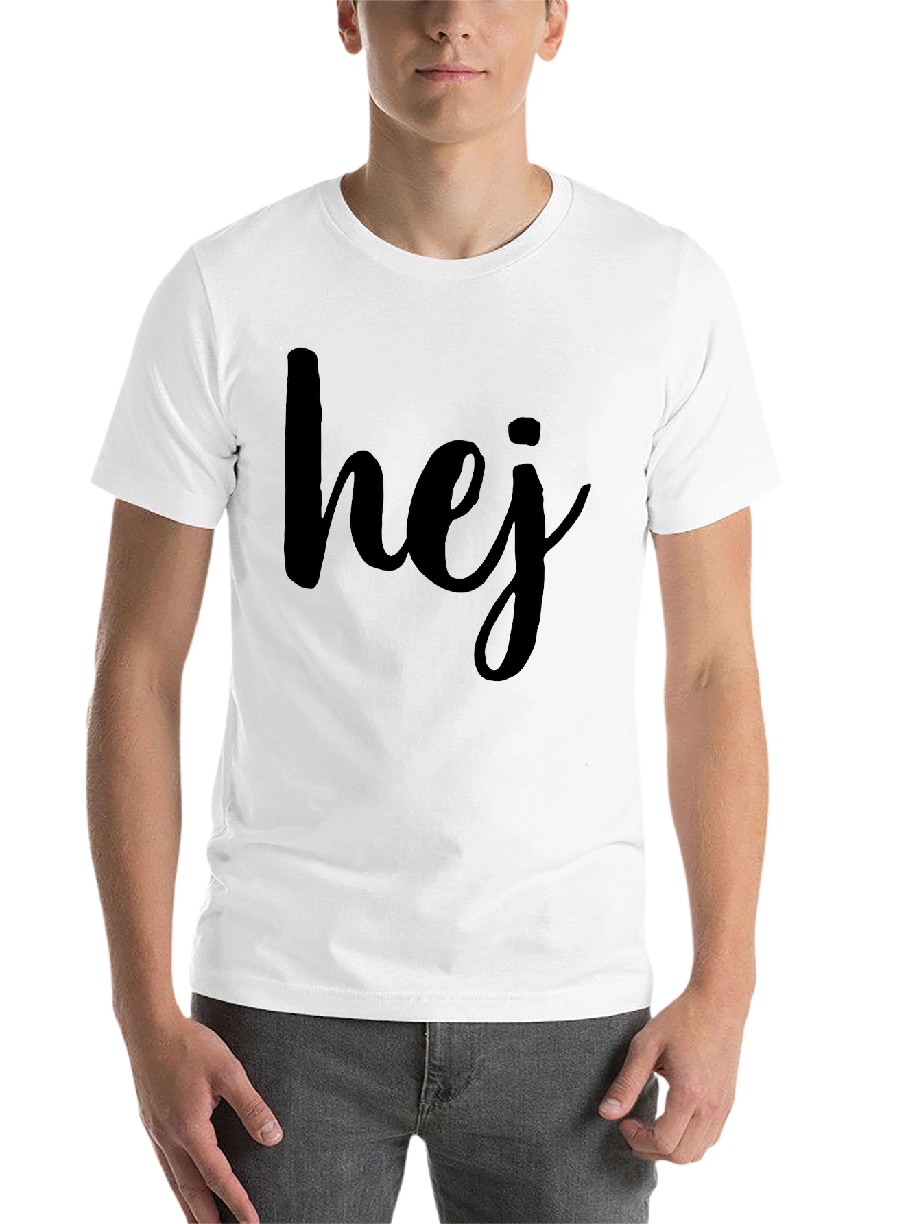 Black Hej Graphic T-Shirt - Casual Scandinavian Style Tee view 14
