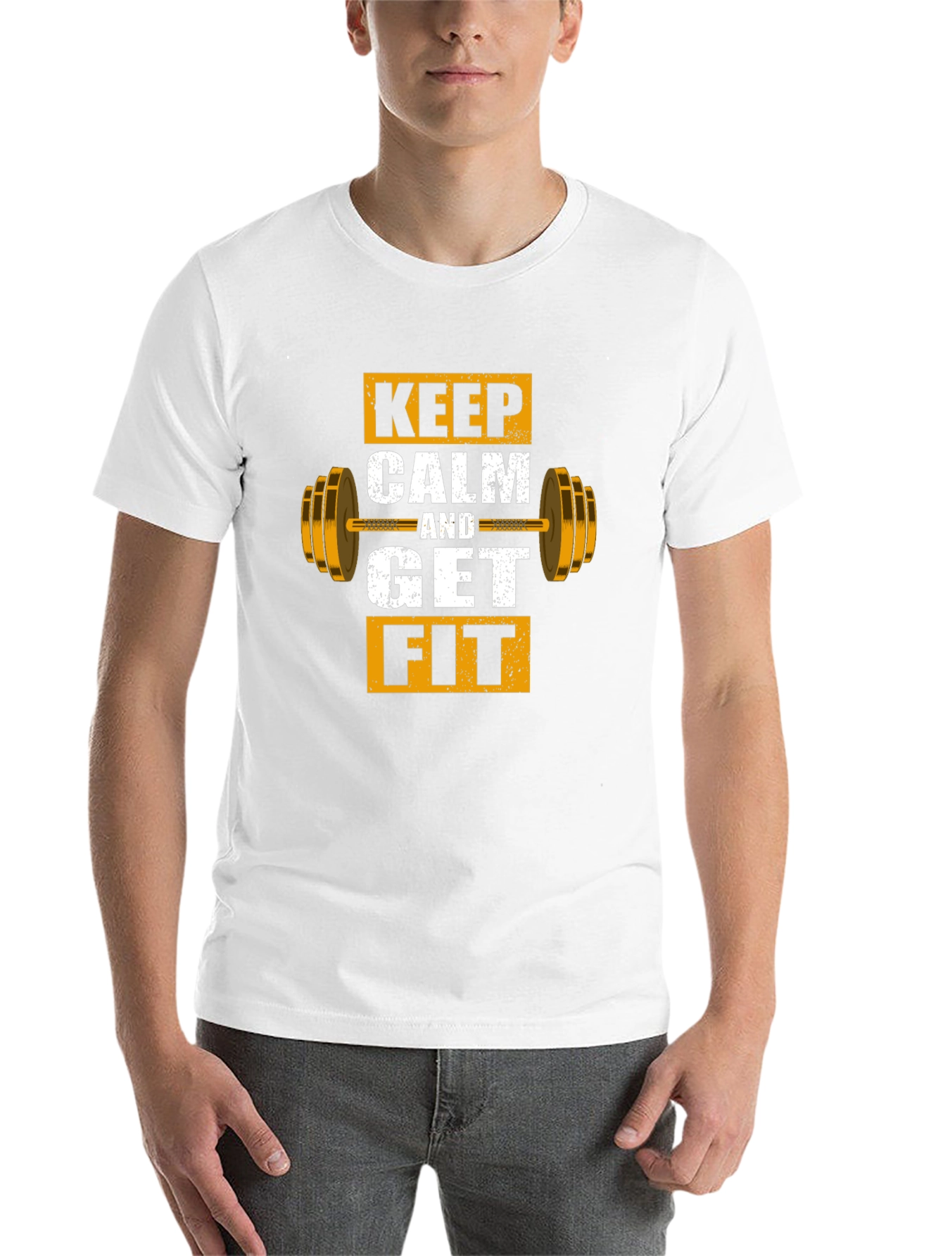 Black Keep Calm and Get Fit Graphic T-Shirt view 14