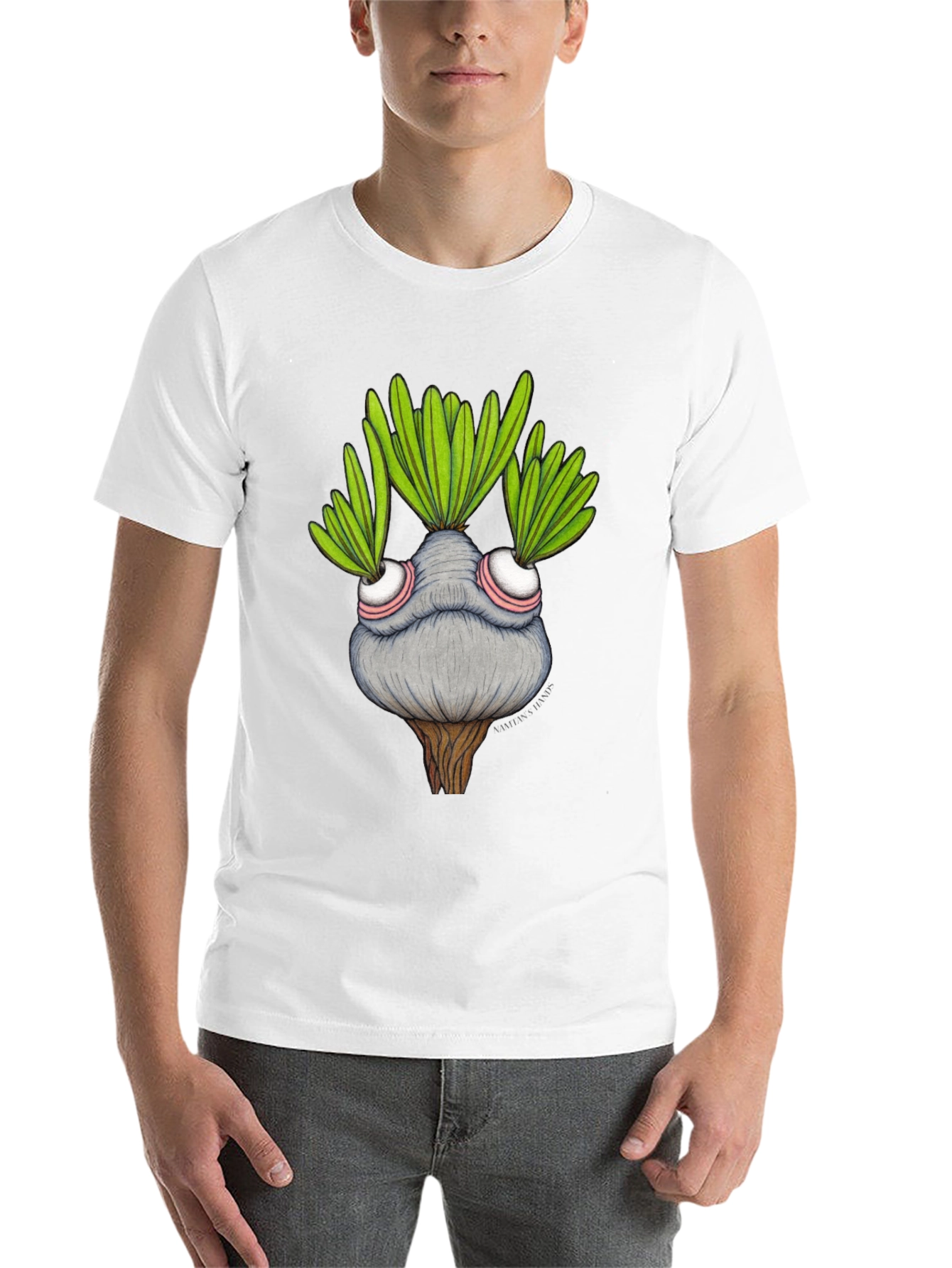 Black Whimsical Plant Character Graphic T-Shirt view 14