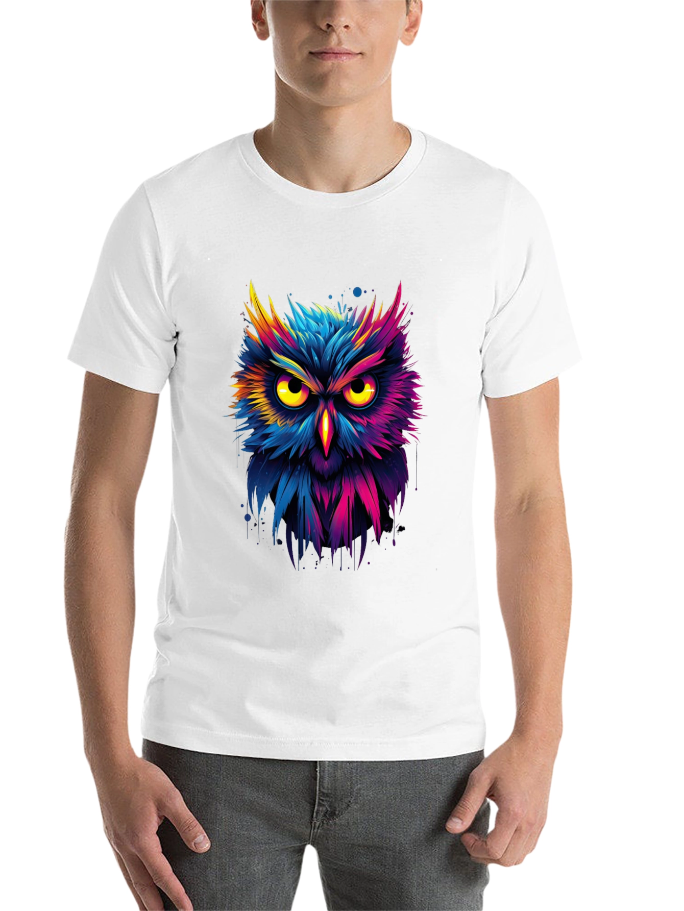 Black Vibrant Owl Graphic T-Shirt - Unique Design view 14