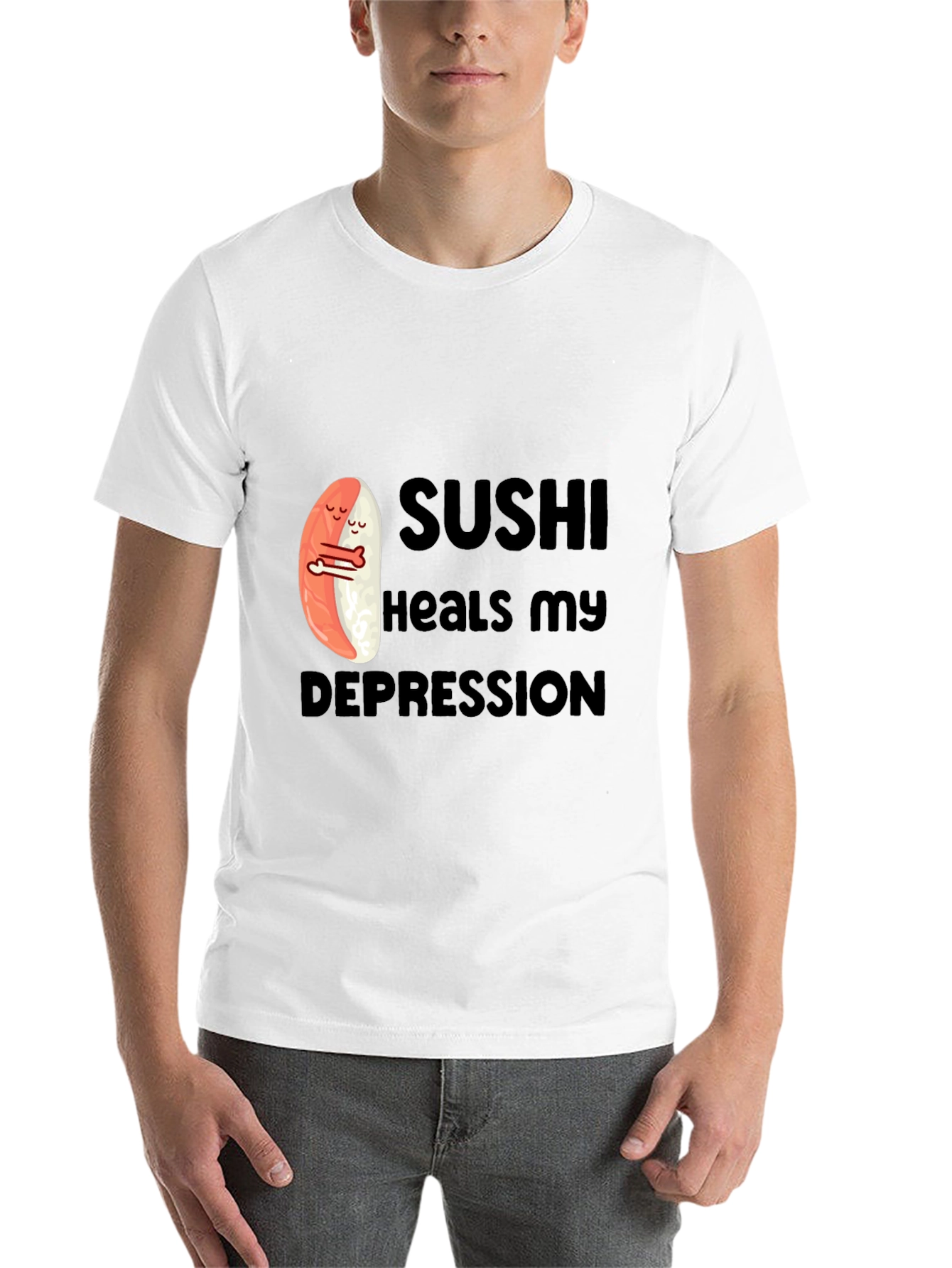 Black Sushi Heals My Depression Graphic T-Shirt view 14