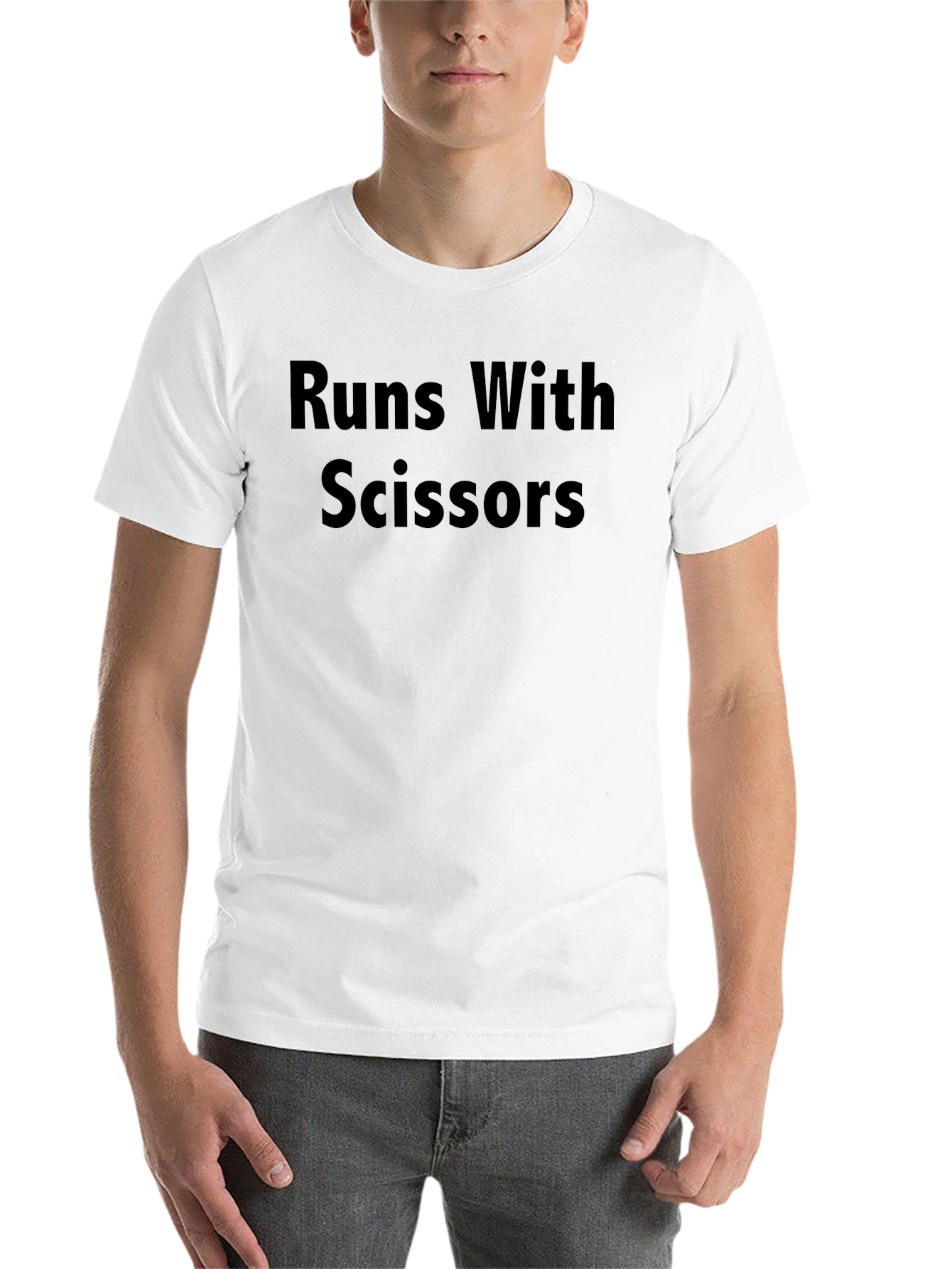 Black Runs With Scissors Graphic Tee - Black Cotton T-Shirt view 14