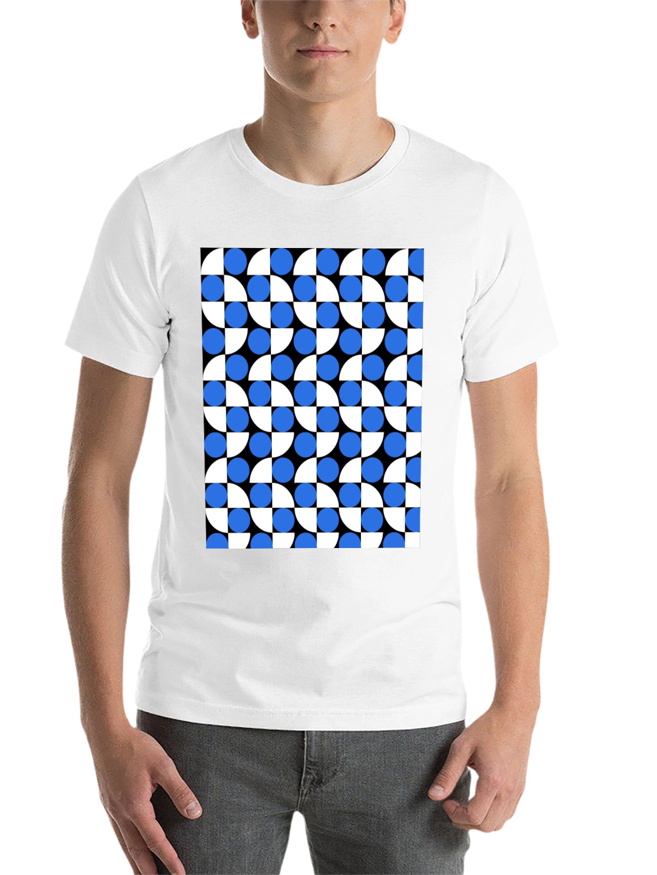 Black Modern Geometric Pattern T-Shirt view 14