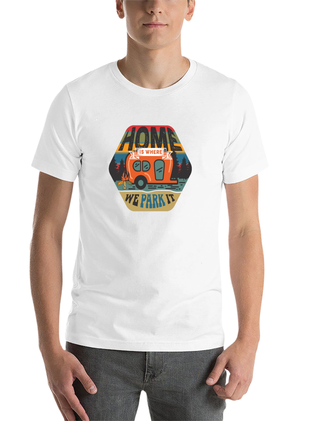 Black Home Is Where We Park It Camping T-Shirt view 14