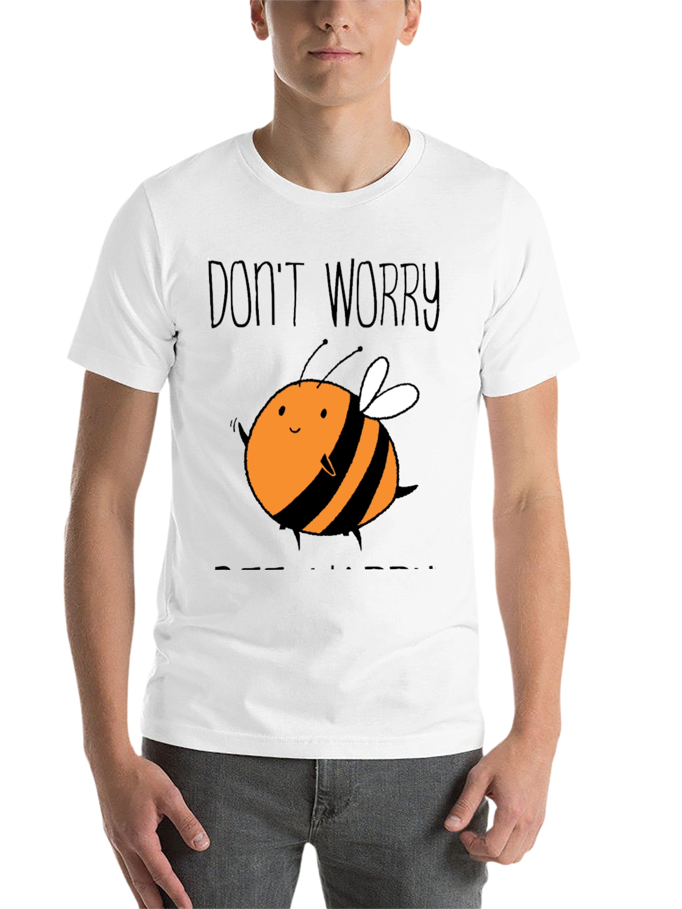 Black Cute Bee Graphic T-Shirt - Don't Worry Bee Happy! view 14