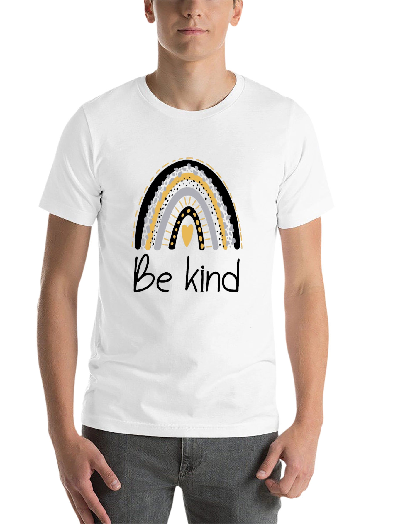 Black Be Kind Rainbow Graphic Tee - Black Cotton Blend view 14