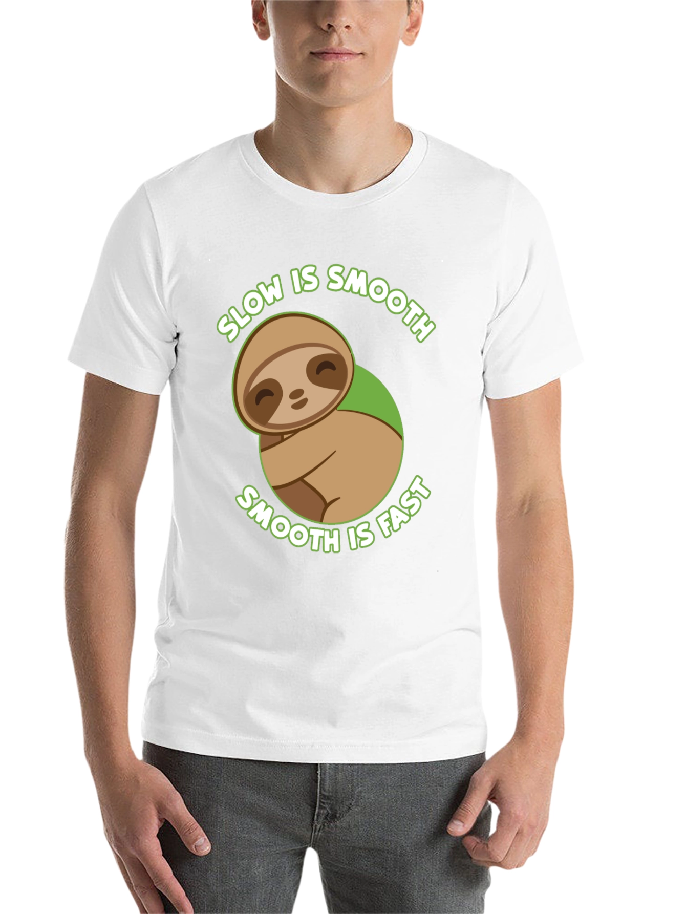 Black Slow is Smooth Sloth Graphic T-Shirt view 14