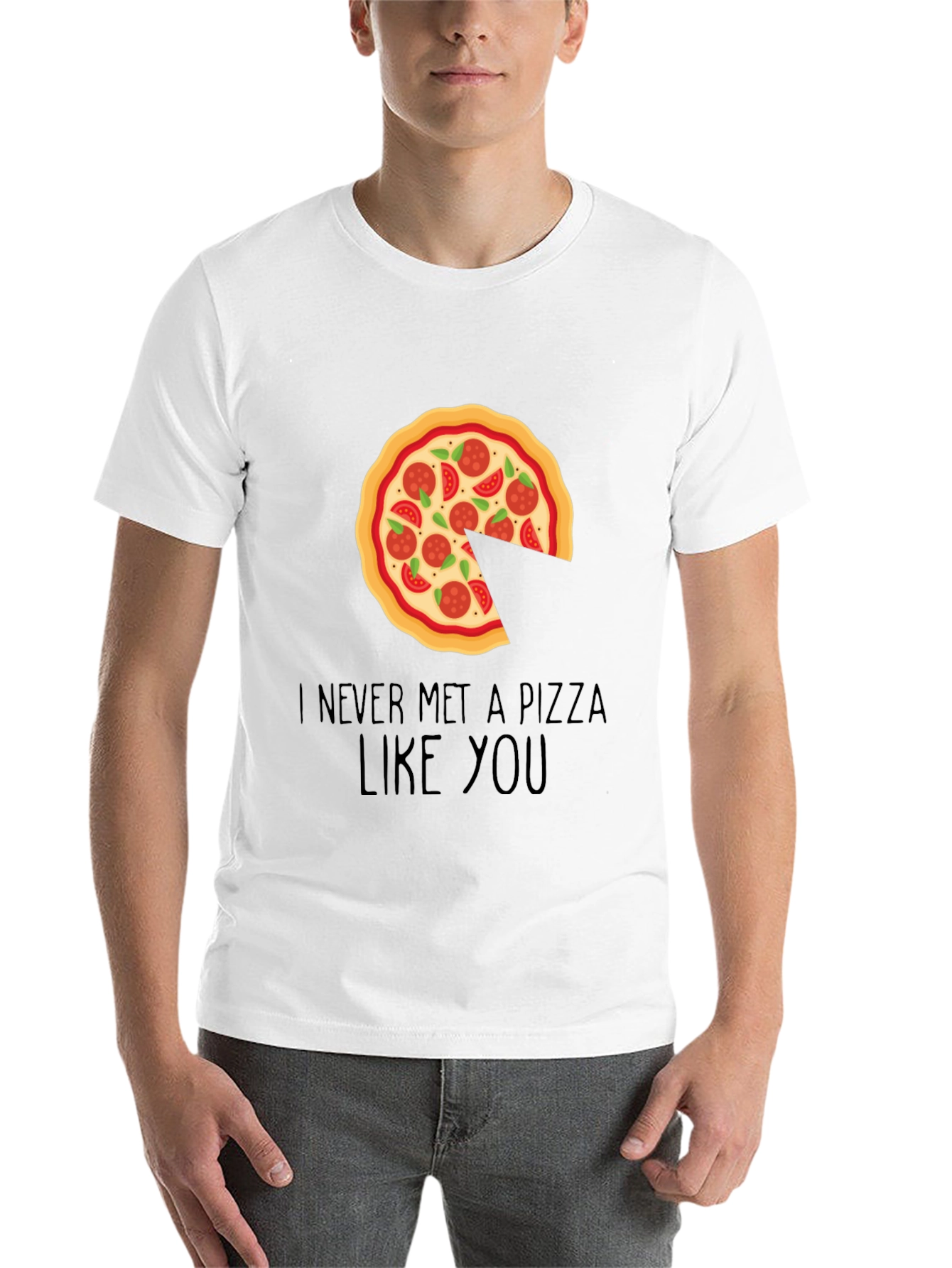 Pizza Slice Missing Graphic Tee - Unisex Black T-Shirt - 14