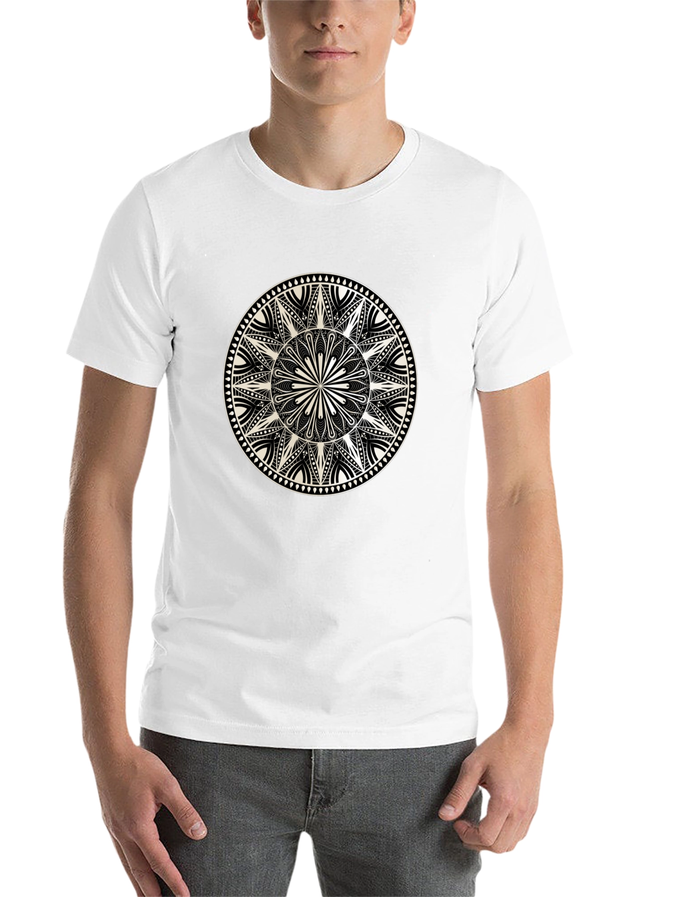 Black Geometric Mandala Graphic Tee - Black view 14