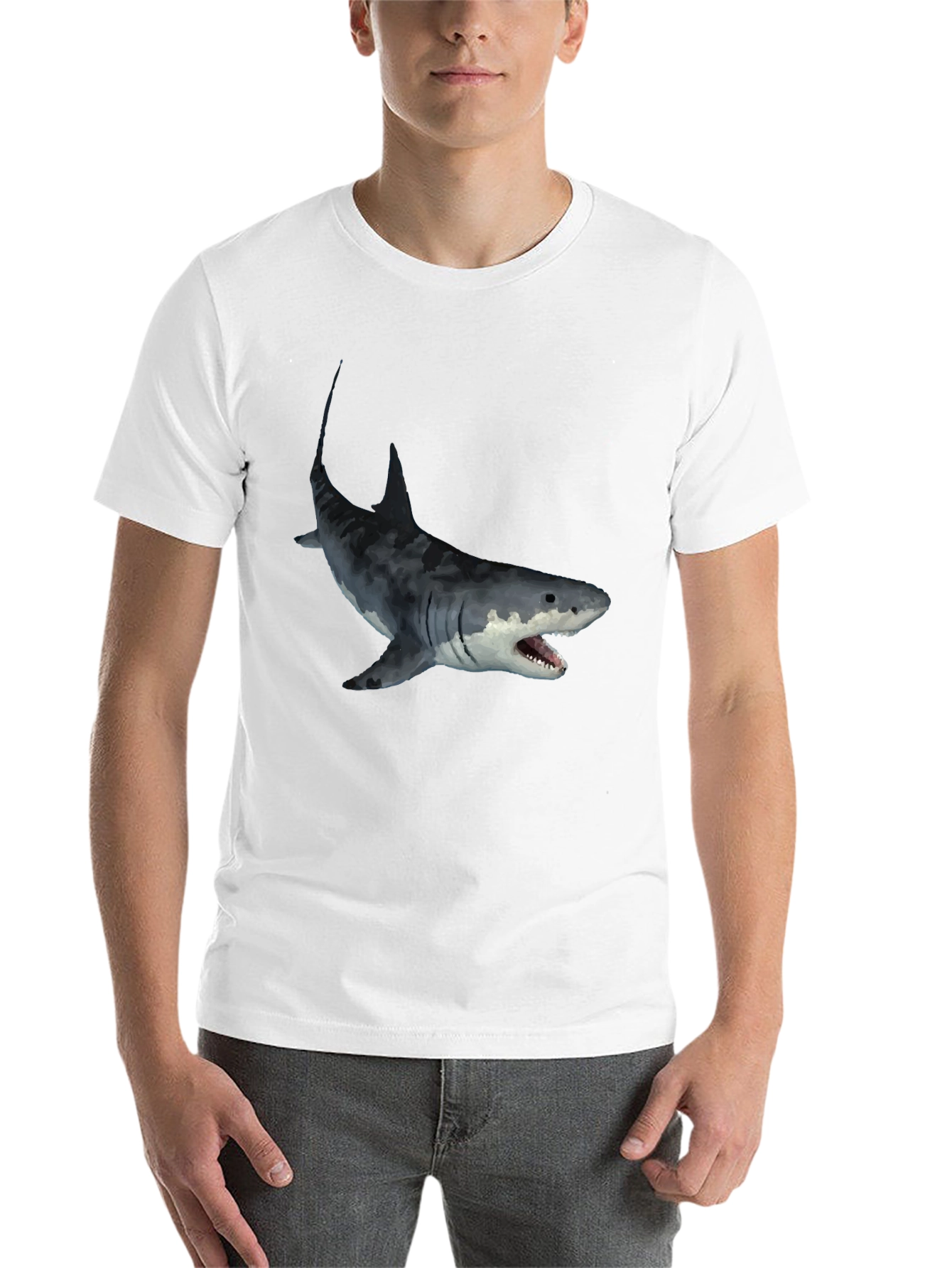 Black Men's Black Shark Graphic T-Shirt view 14