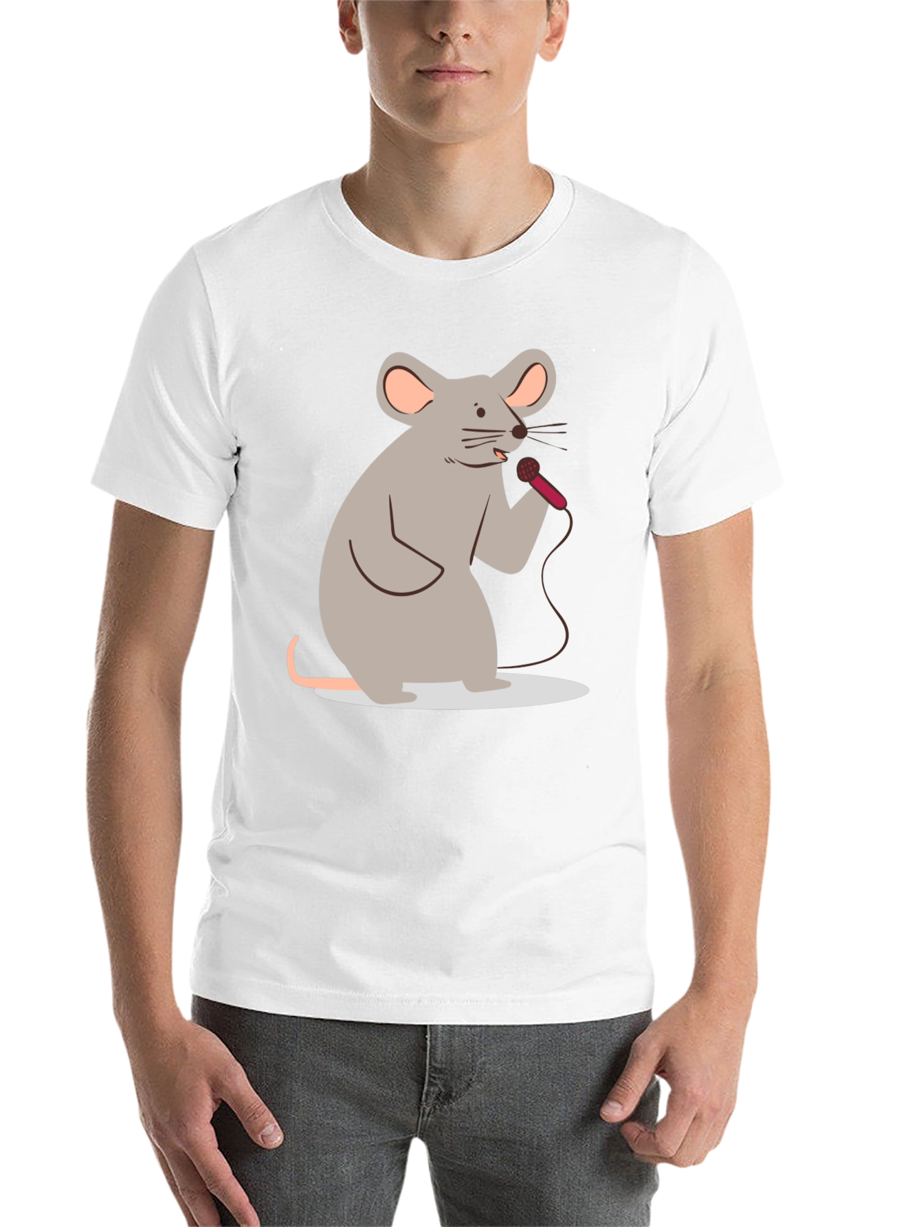 Black Singing Mouse Graphic T-Shirt - Black Cotton Tee view 14
