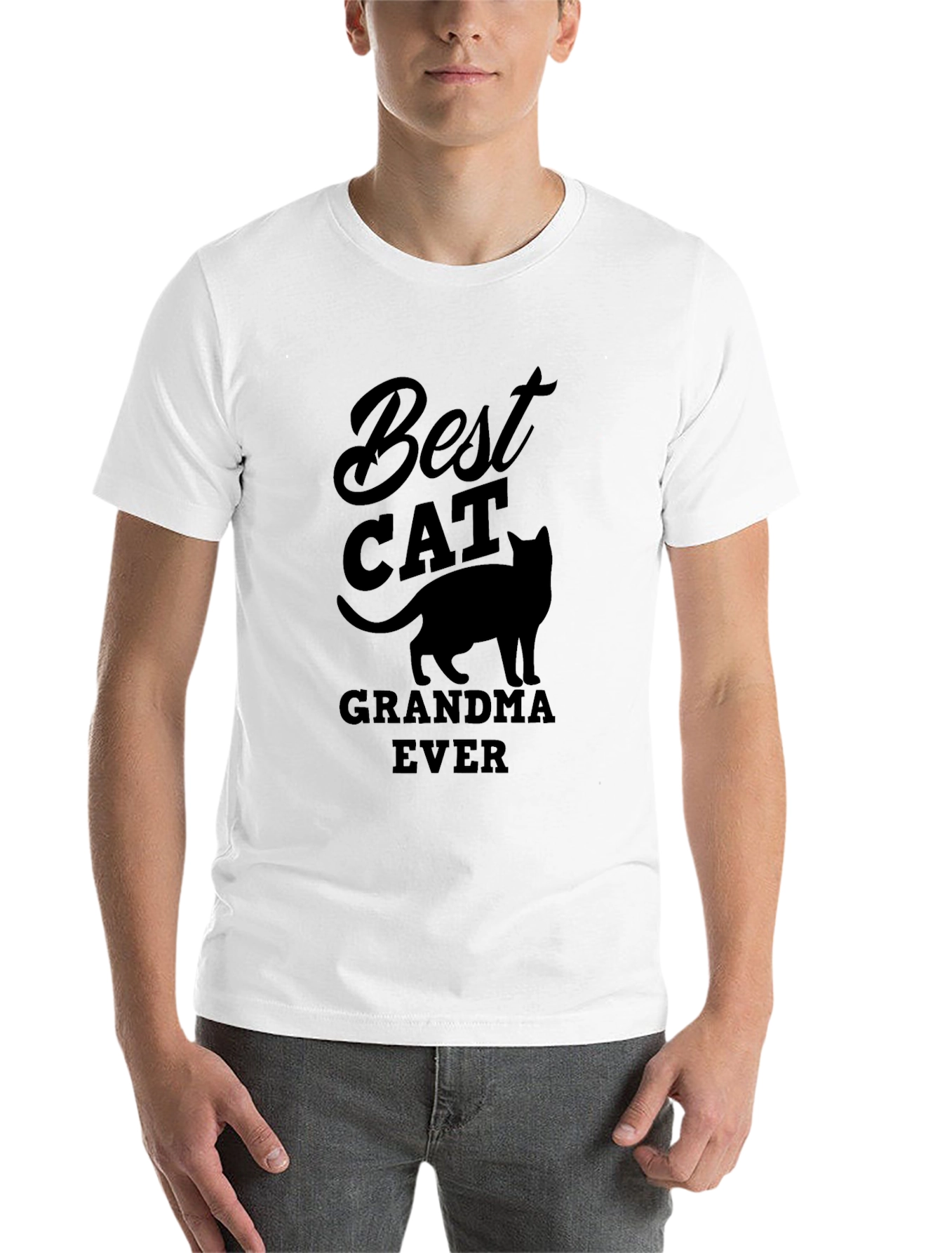 Black Best Cat Grandma Ever Black T-Shirt view 14