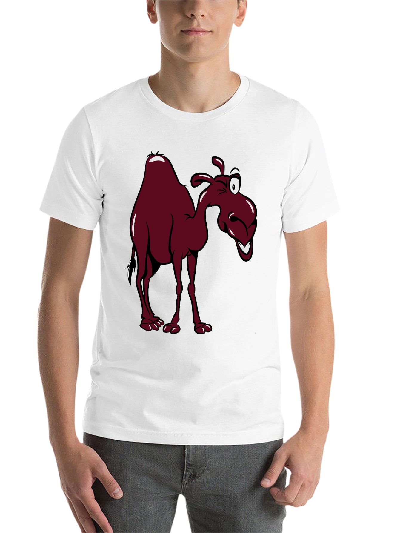 Black Cartoon Camel Graphic Tee - Black Unisex T-Shirt view 14