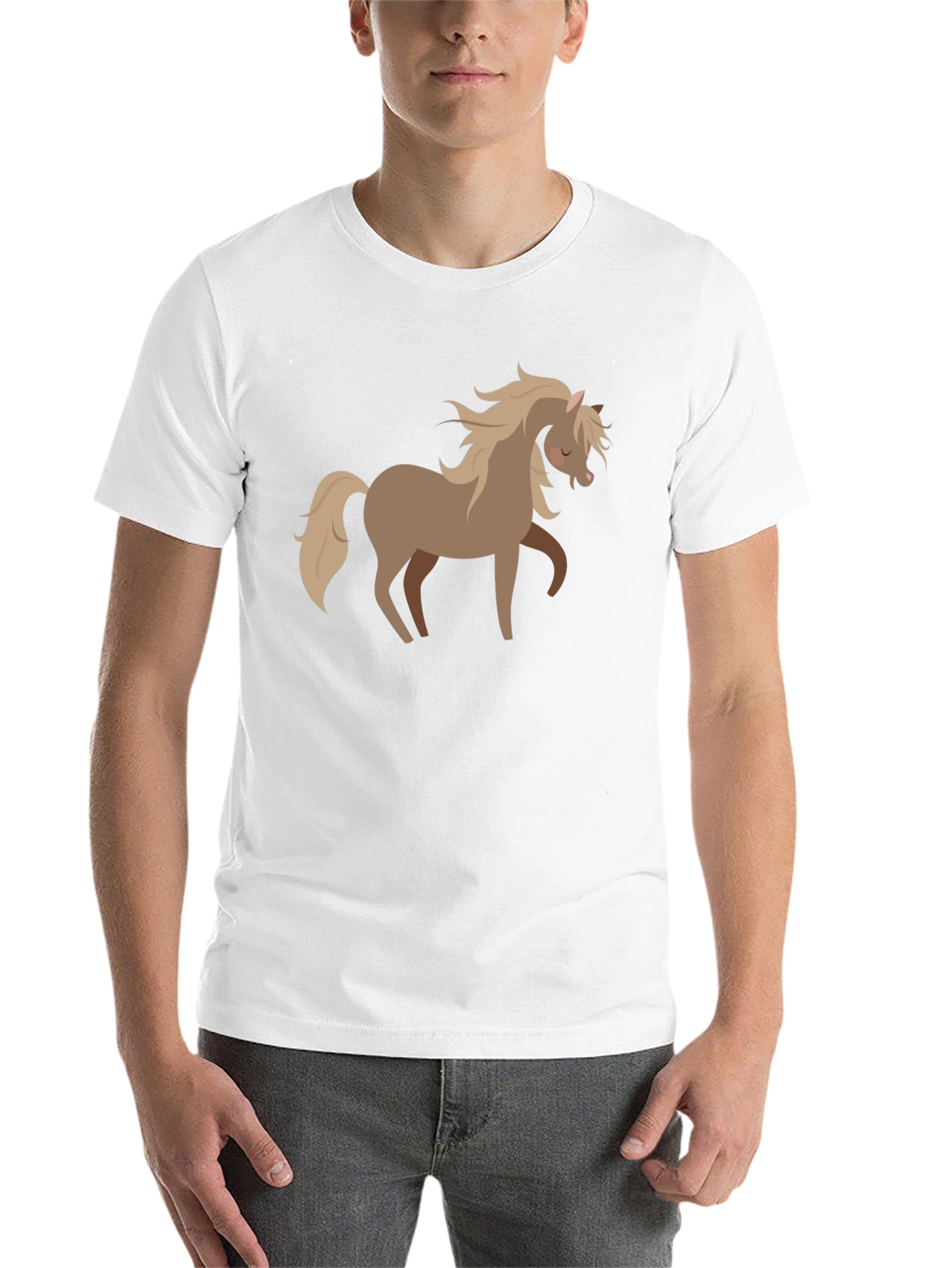 Black Cute Horse Graphic Tee - Soft Black Cotton Shirt view 14
