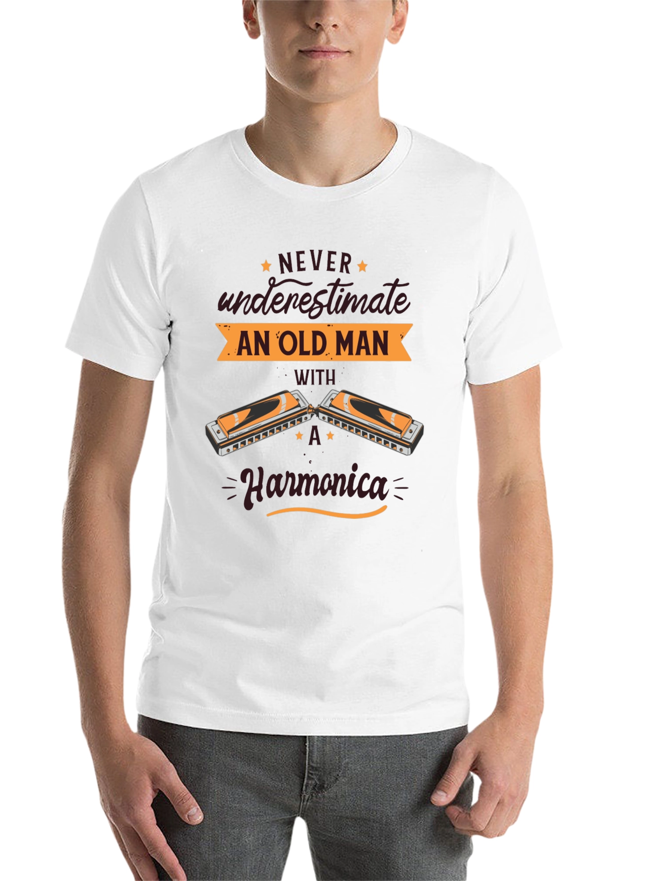 Black Old Man Harmonica T-Shirt  view 14