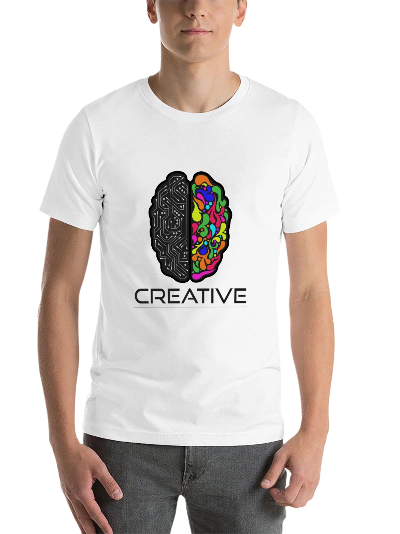 Black Creative Brain T-Shirt - Left & Right Brain Design view 14