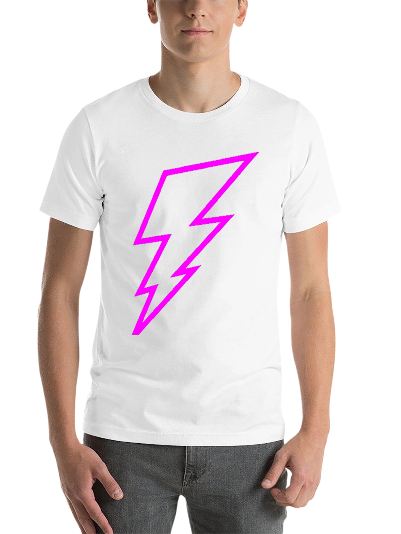 Black Black Tee with Bold Pink Lightning Bolt Design view 14