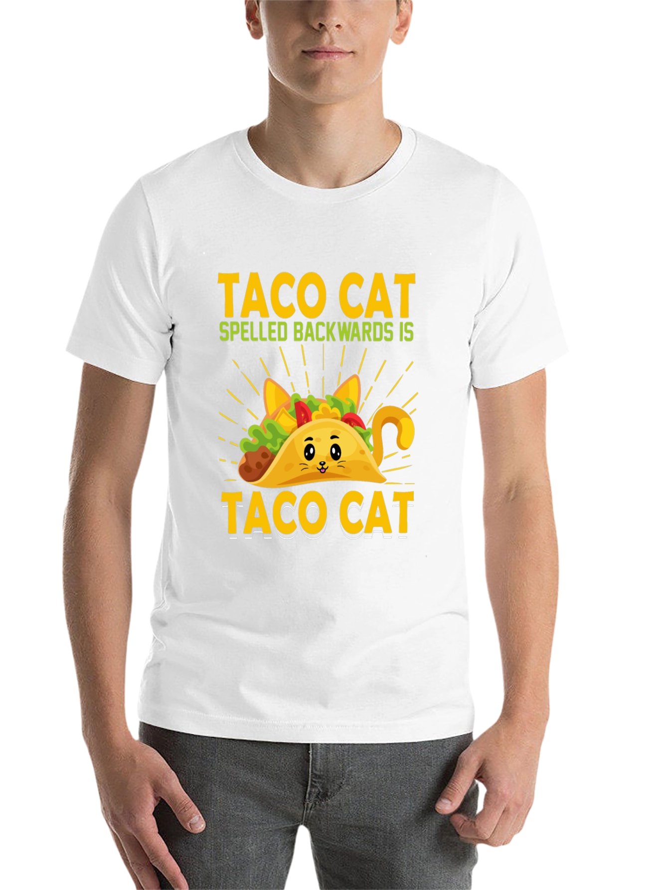Black Taco Cat T-Shirt - Funny Palindrome Tee view 14