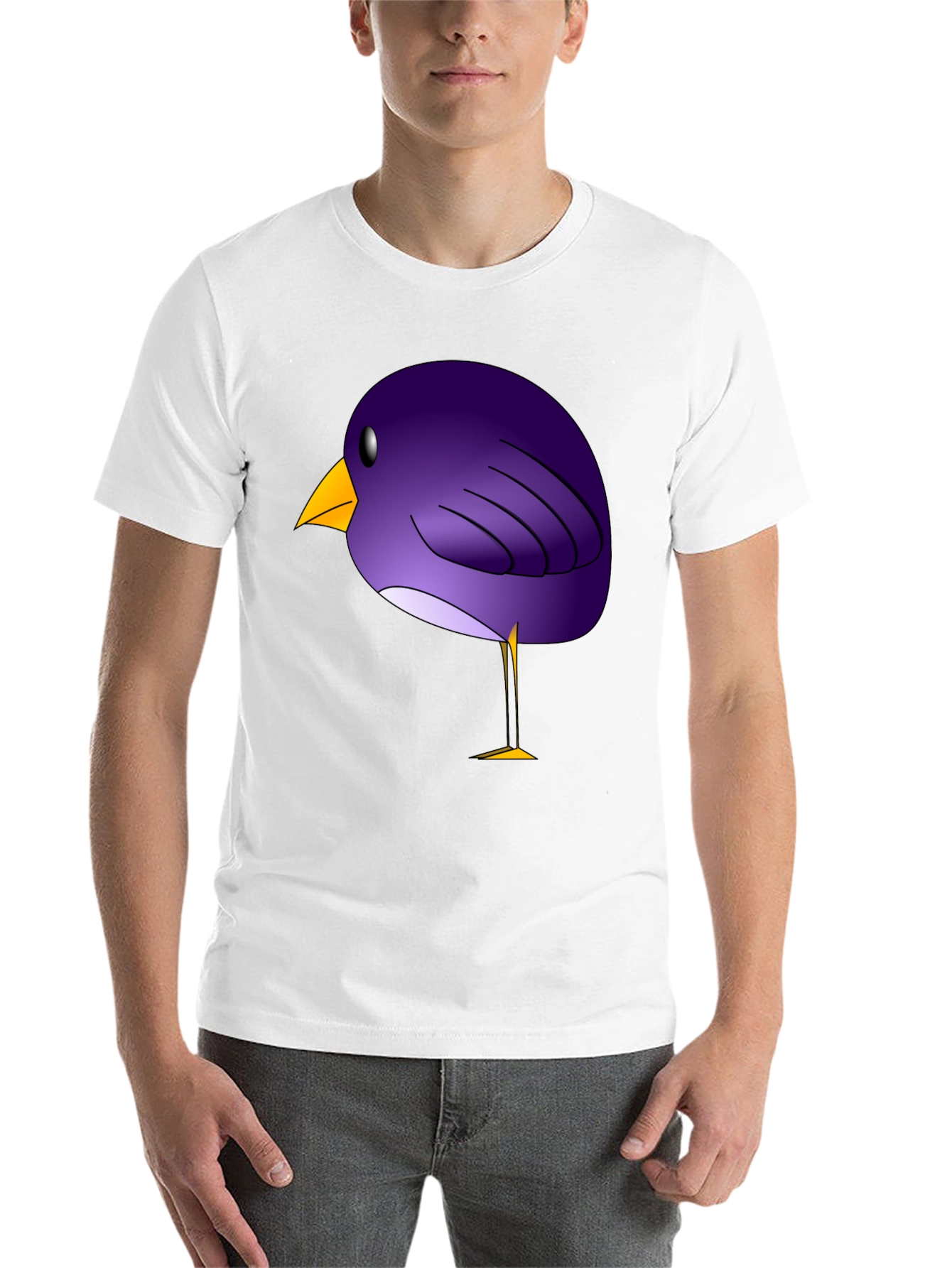 Black Whimsical Purple Bird Graphic T-Shirt view 14