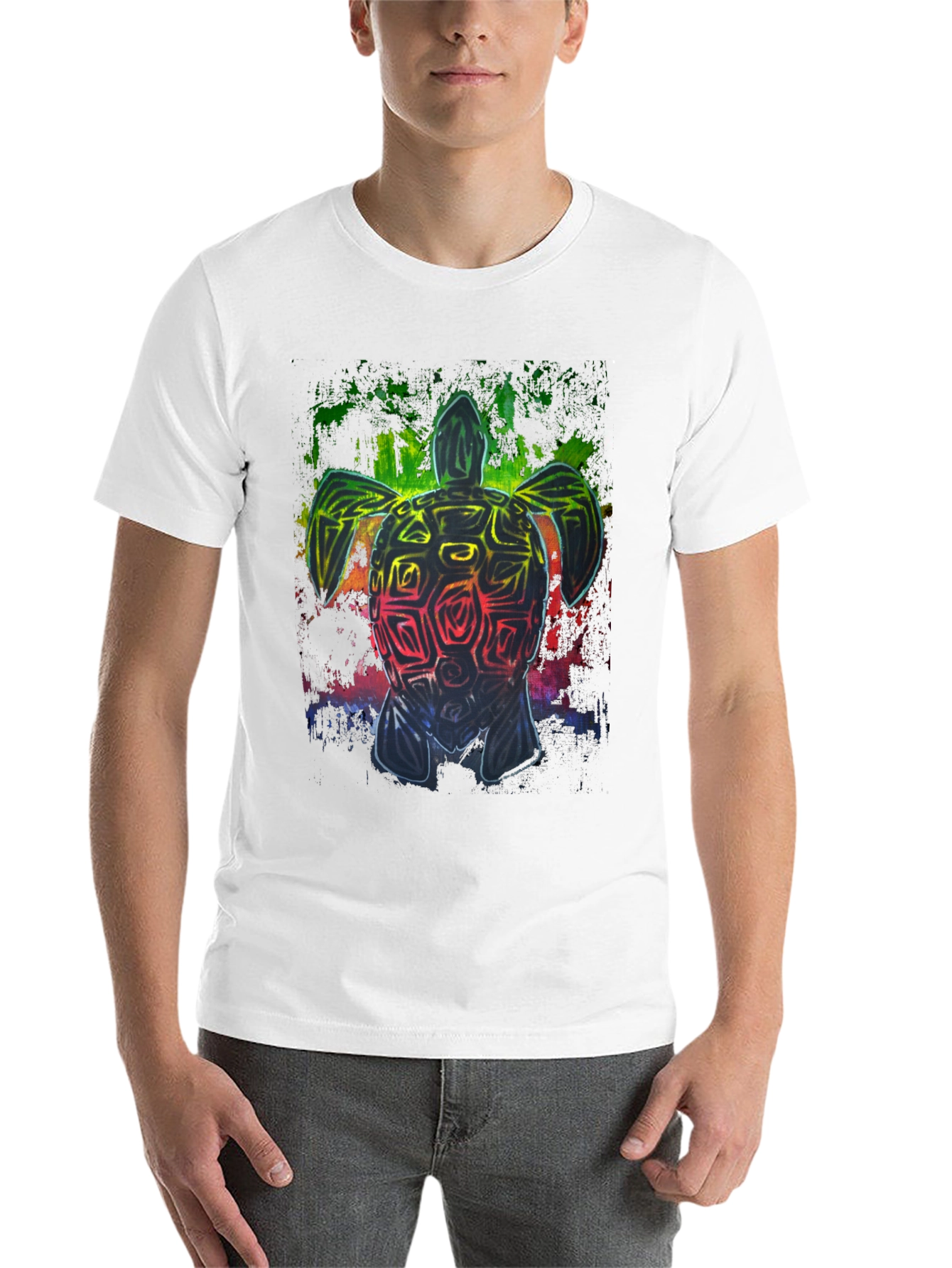 Black Rainbow Turtle Graphic Black T-Shirt view 14