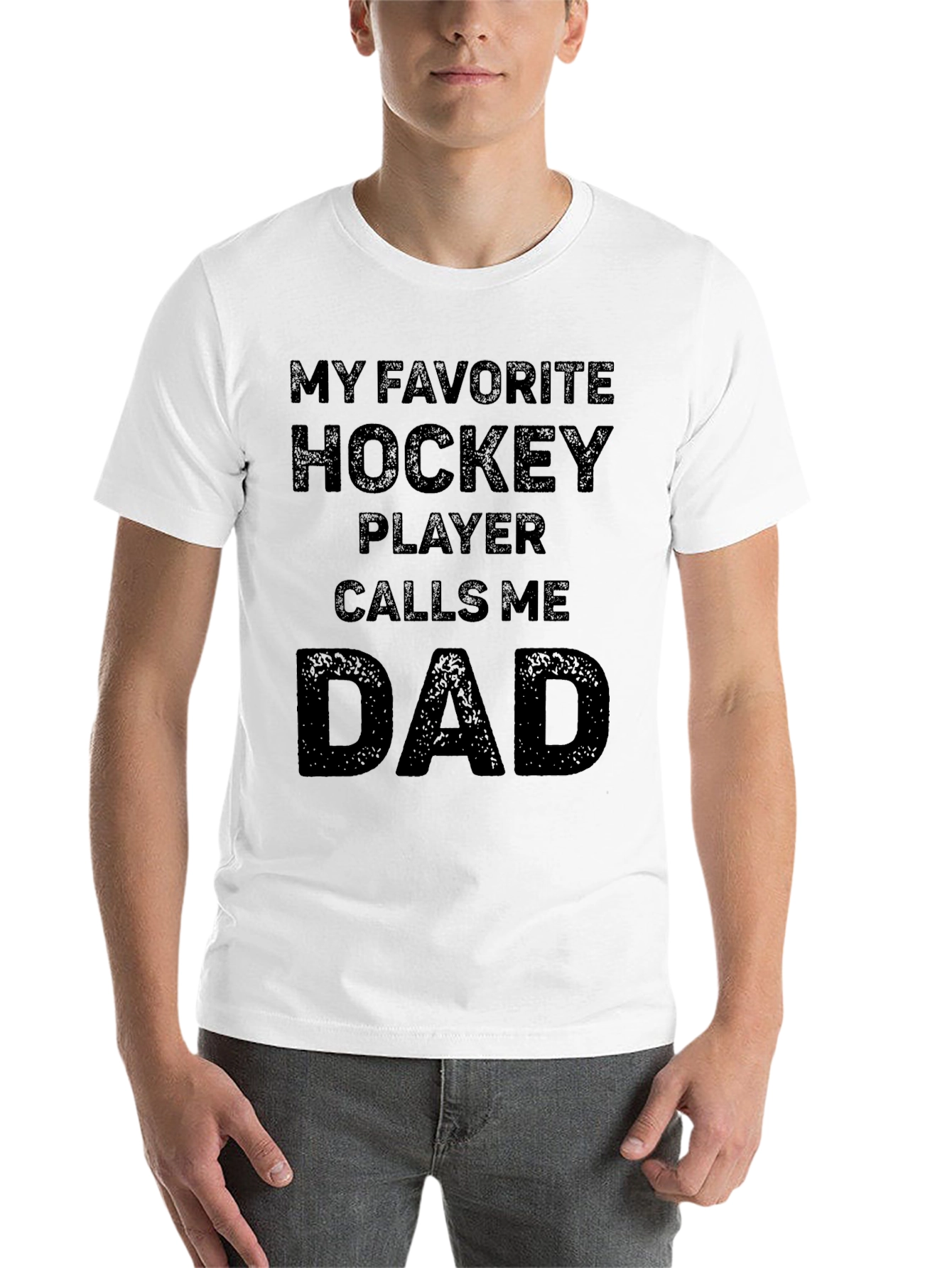 Black My Favorite Hockey Player Calls Me Dad T-Shirt view 14