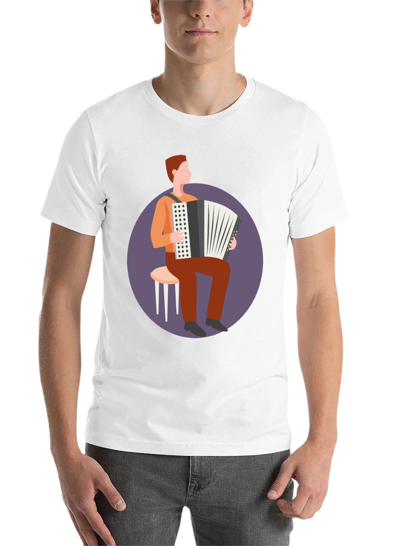 Black Accordion Player Graphic Tee - Musician T-Shirt view 14