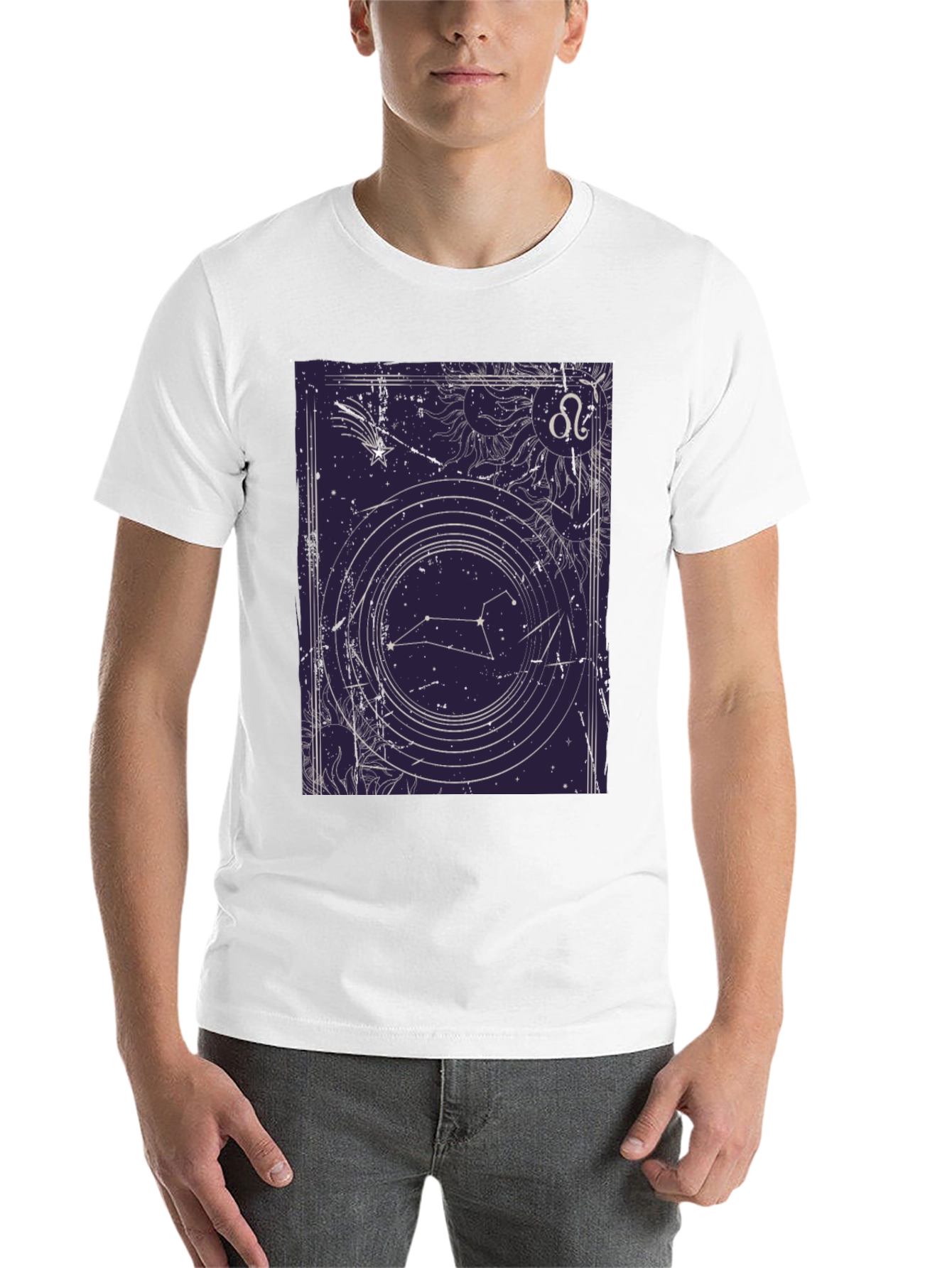 Black Leo Zodiac Graphic Tee - Celestial Constellation T-Shirt view 14