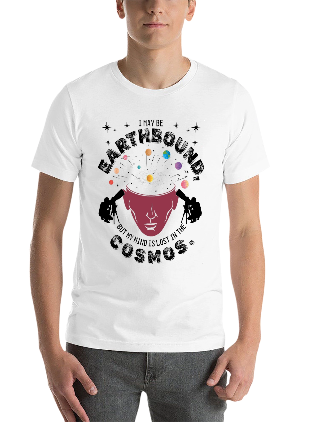 Black Earthbound Cosmos Graphic T-Shirt view 14