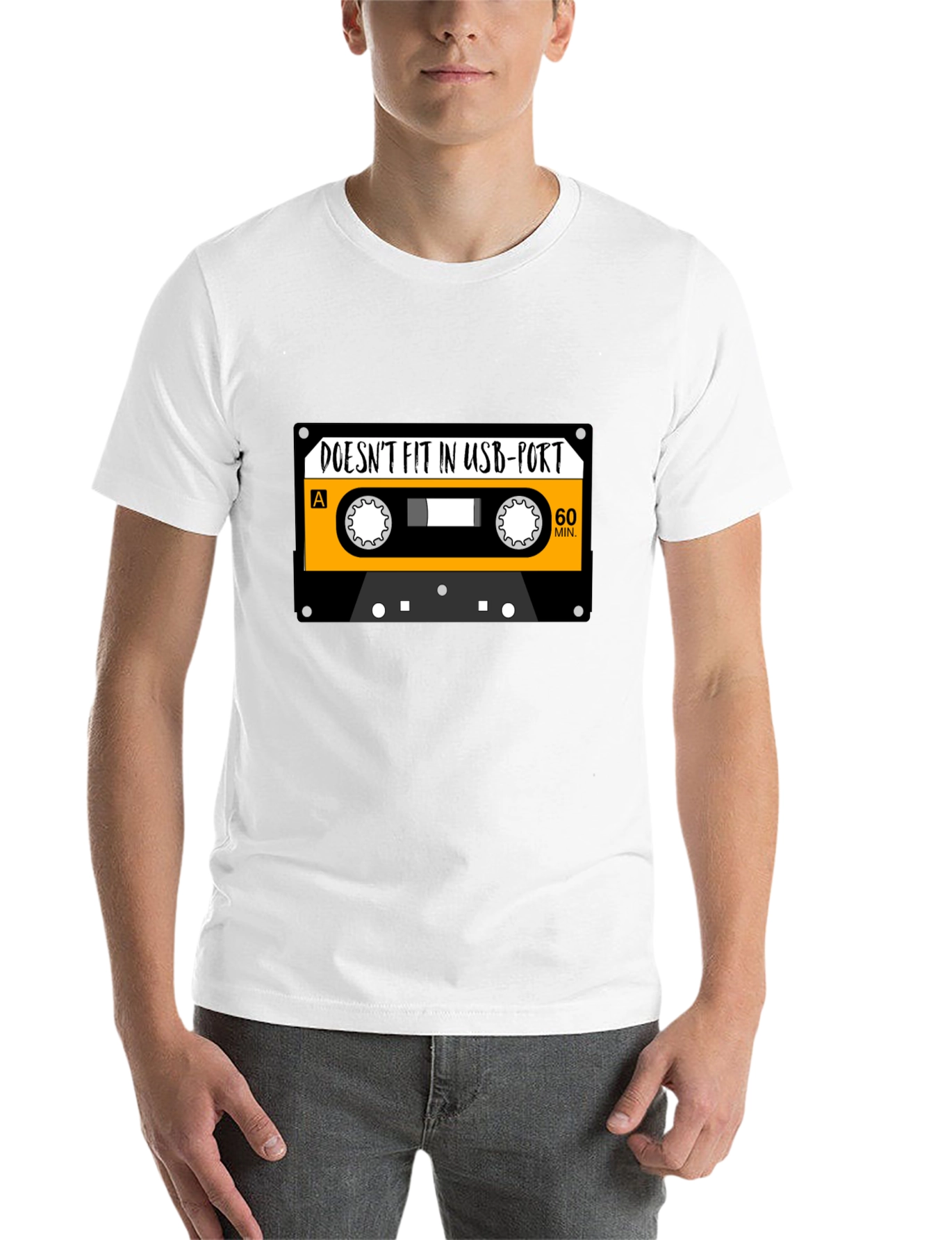 Black Retro Cassette Tape USB Port T-Shirt - Funny Music Tee view 14