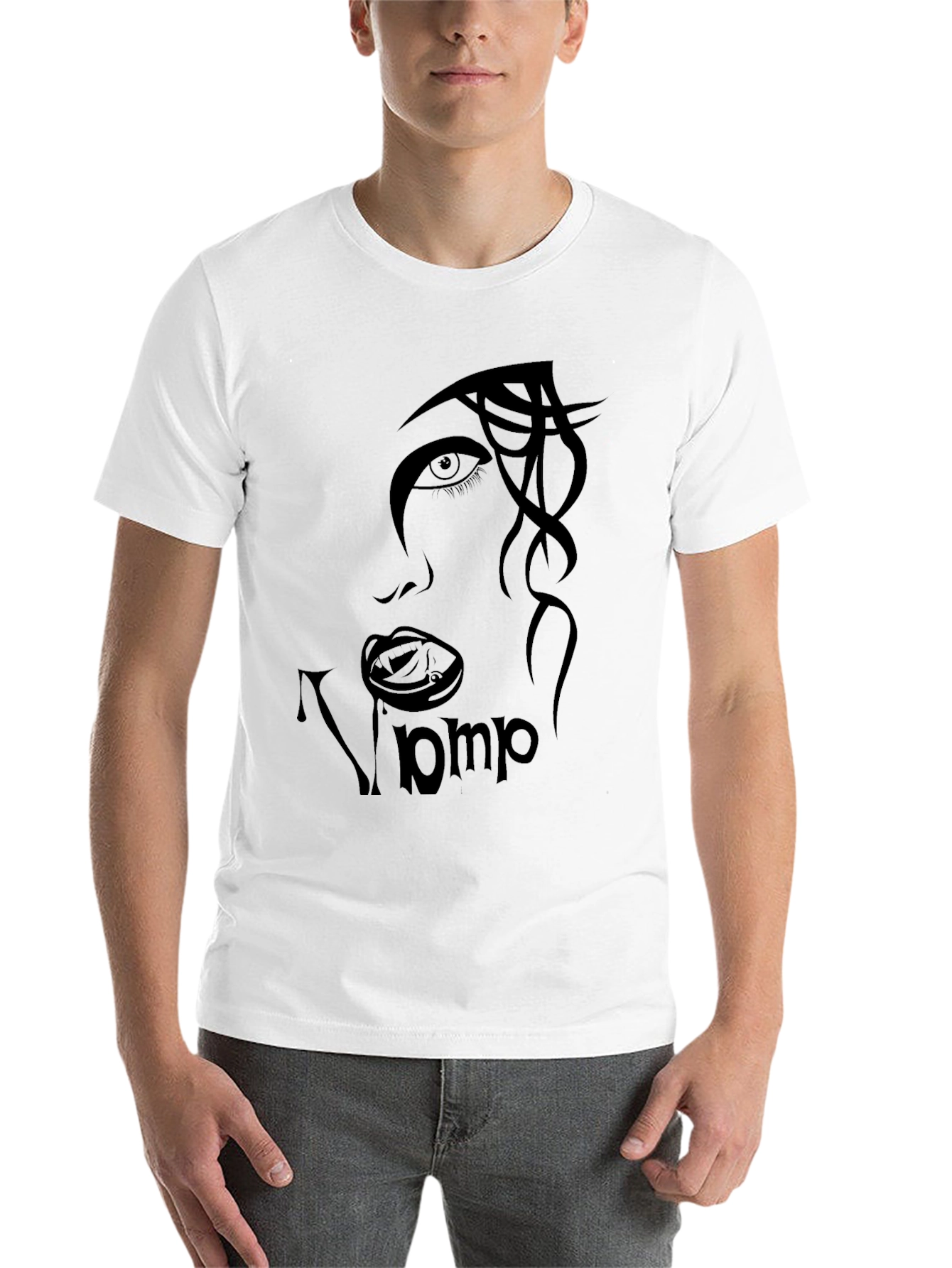 Black Vamp Face Graphic Black T-Shirt view 14