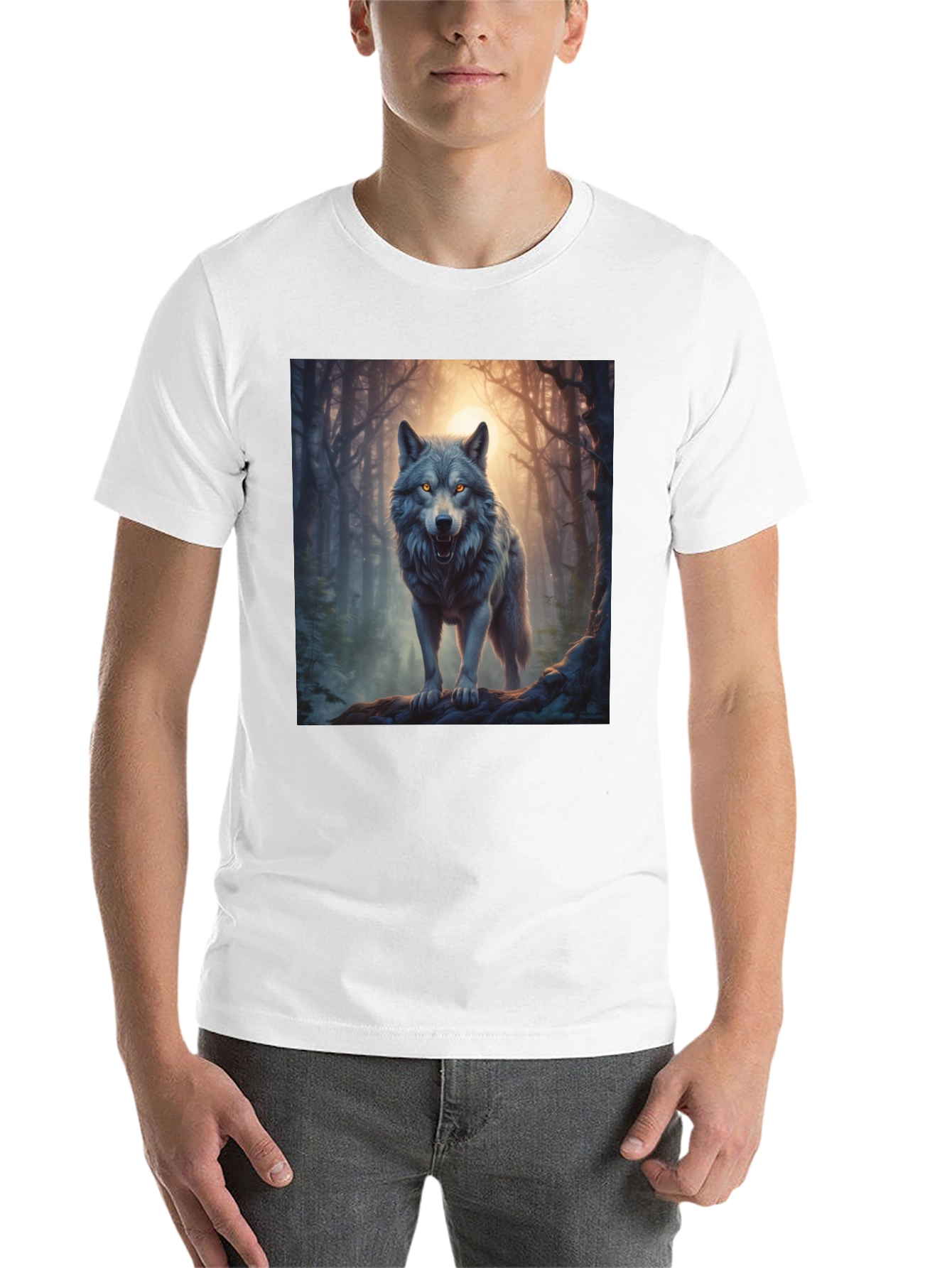 Black Wolf Graphic Tee - Forest Predator Print view 14