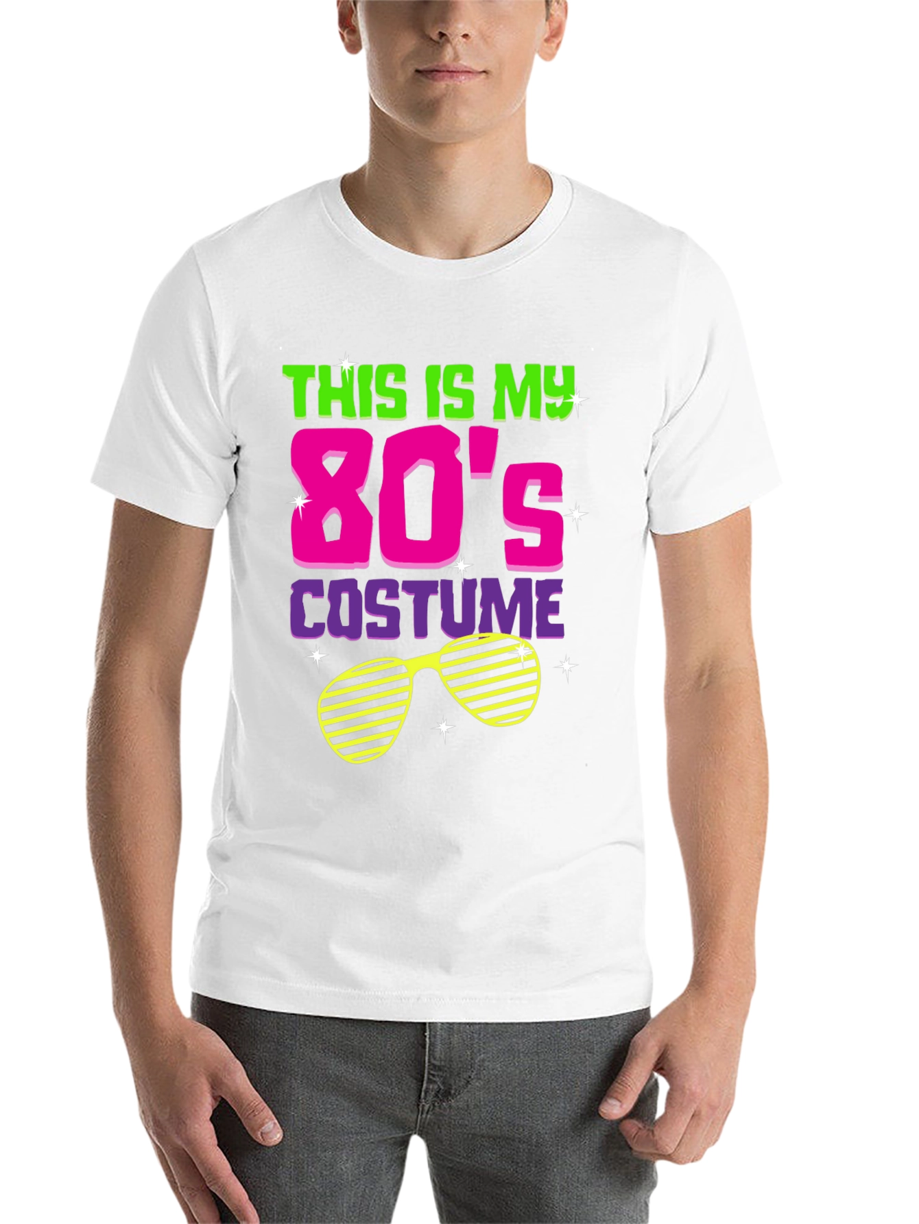 Black Retro 80s Costume T-Shirt view 14