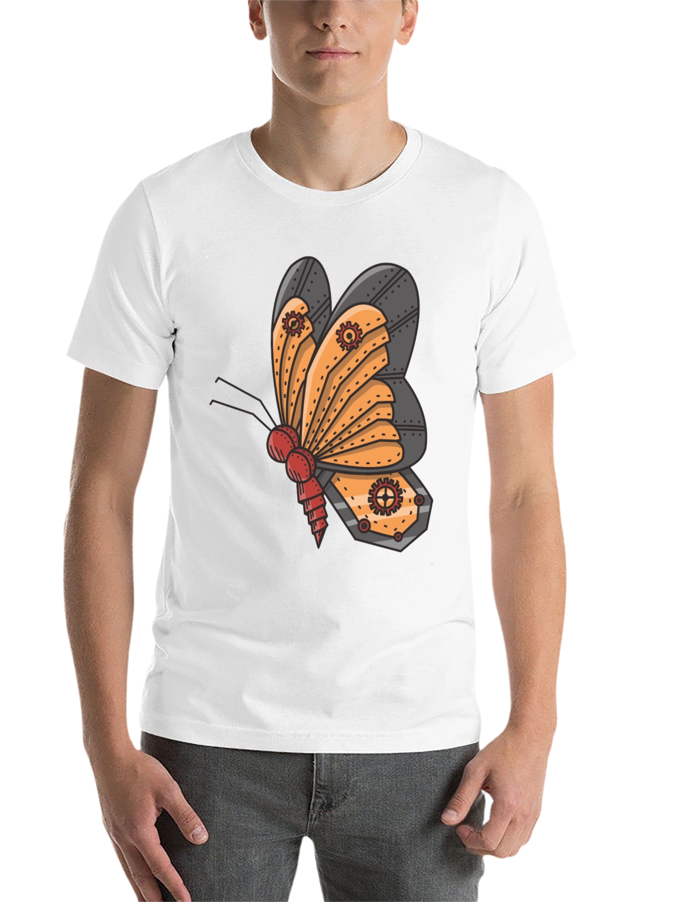 Black Steampunk Butterfly Graphic Tee - Unique Insect Design view 14