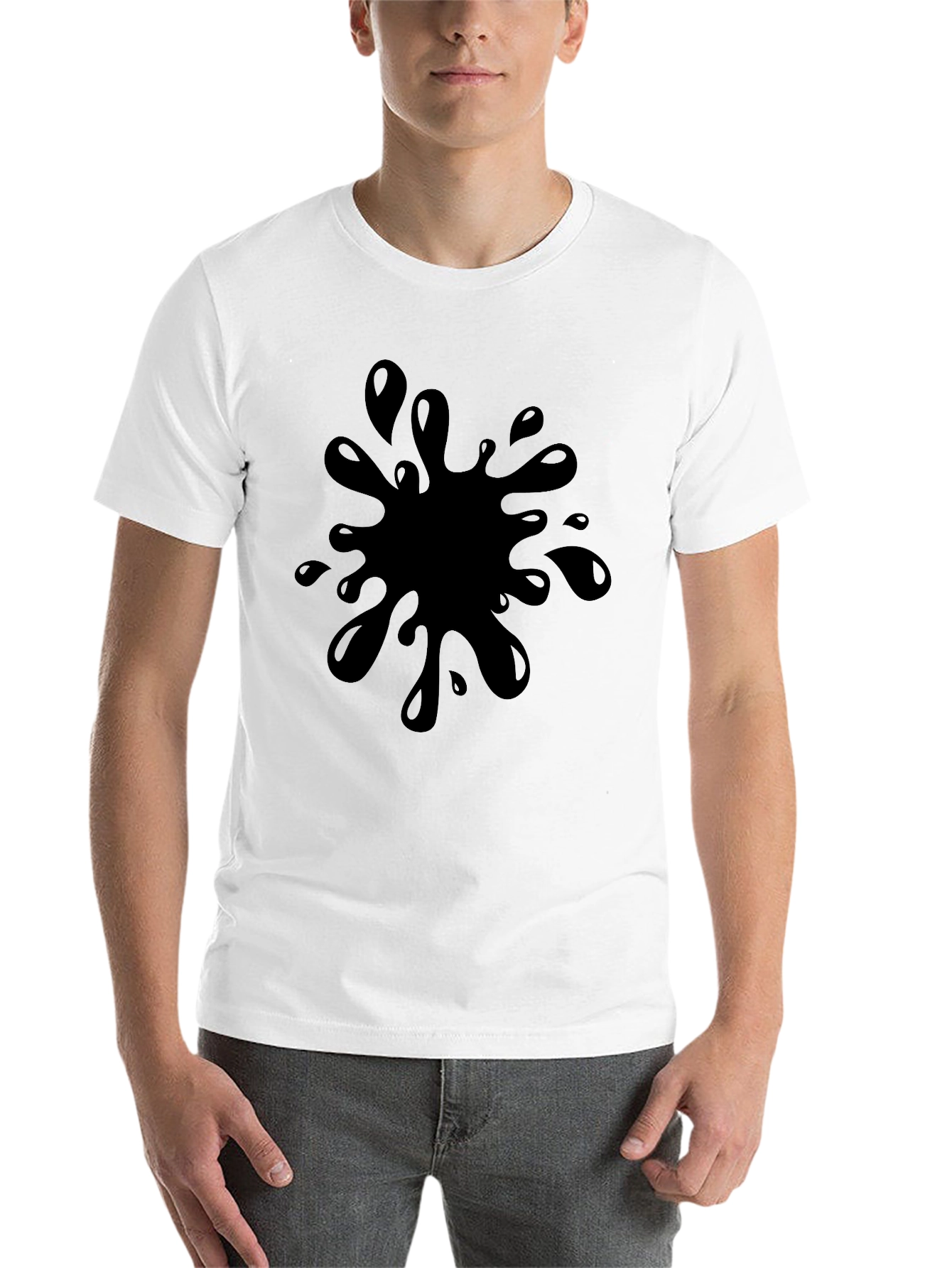 Black Black T-Shirt with Splash Graphic - Casual Wear view 14