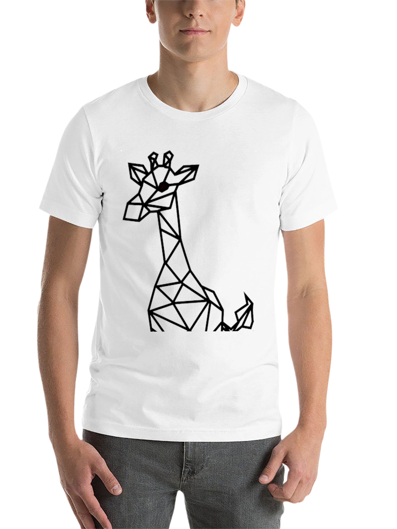 Black Geometric Giraffe Black T-Shirt view 14