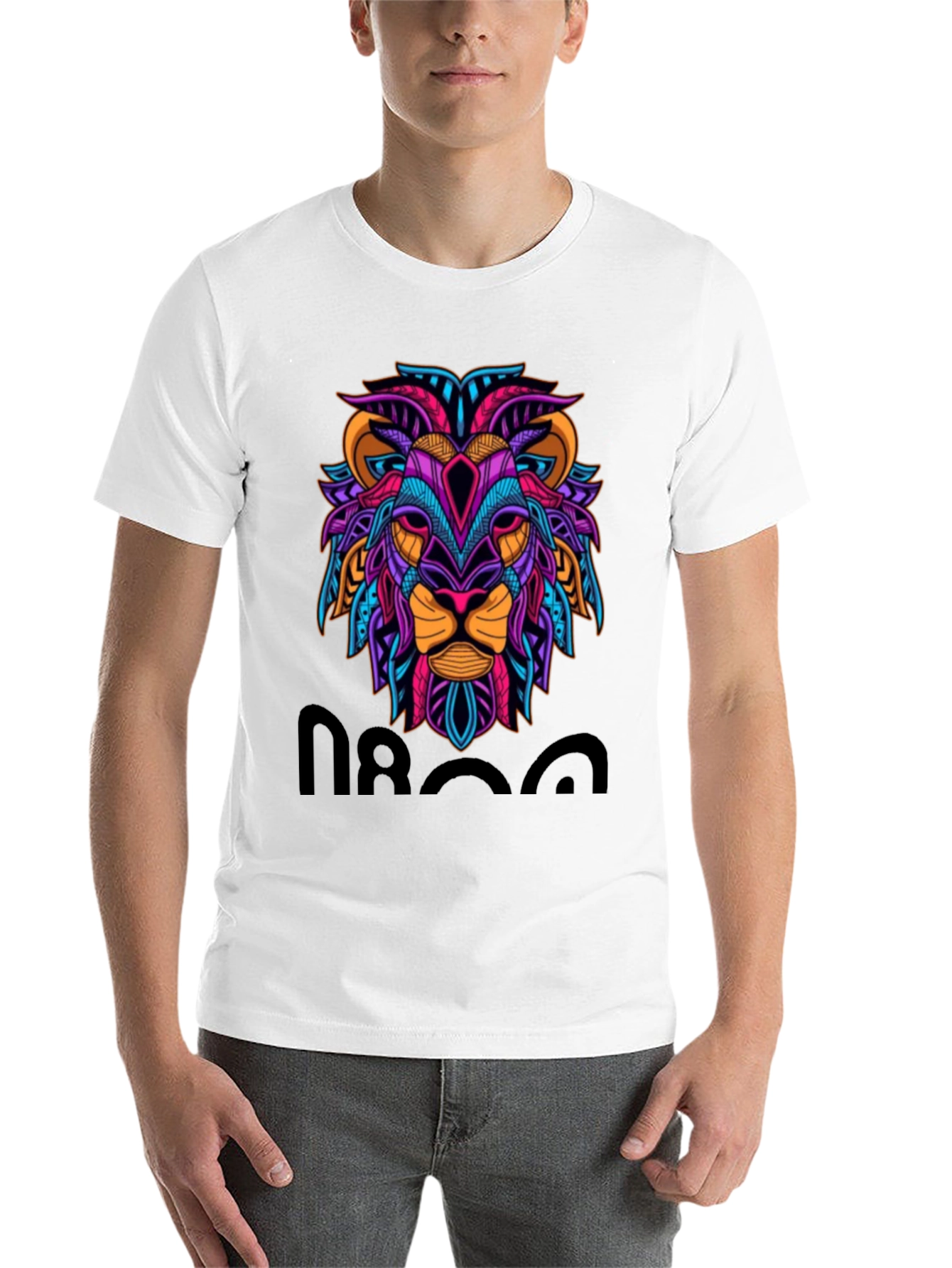 Black Lion Graphic Print Tee - Men's Black T-Shirt view 14