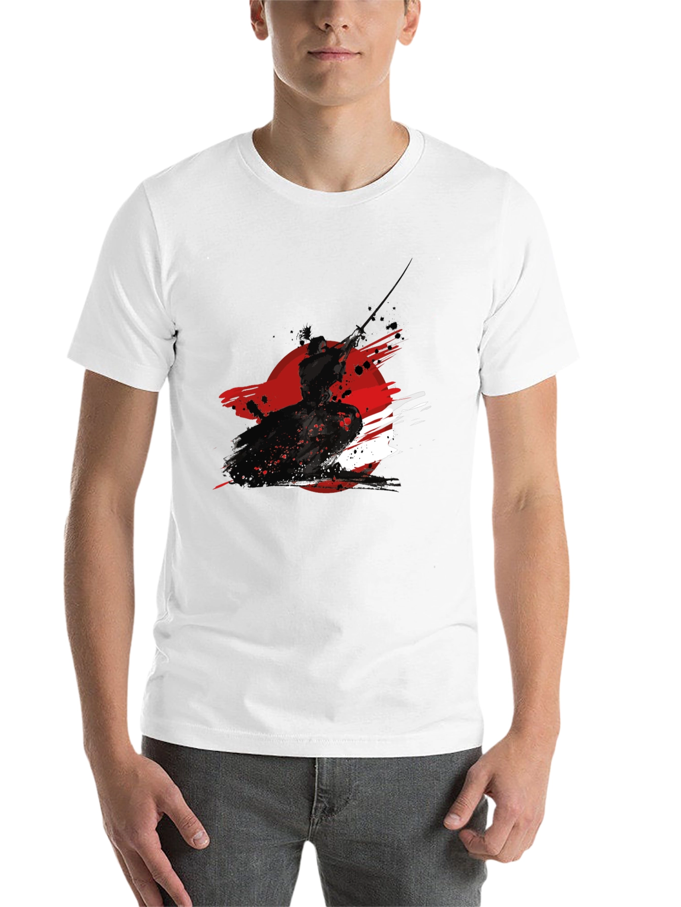 Black Samurai Ink Graphic Black T-Shirt view 14