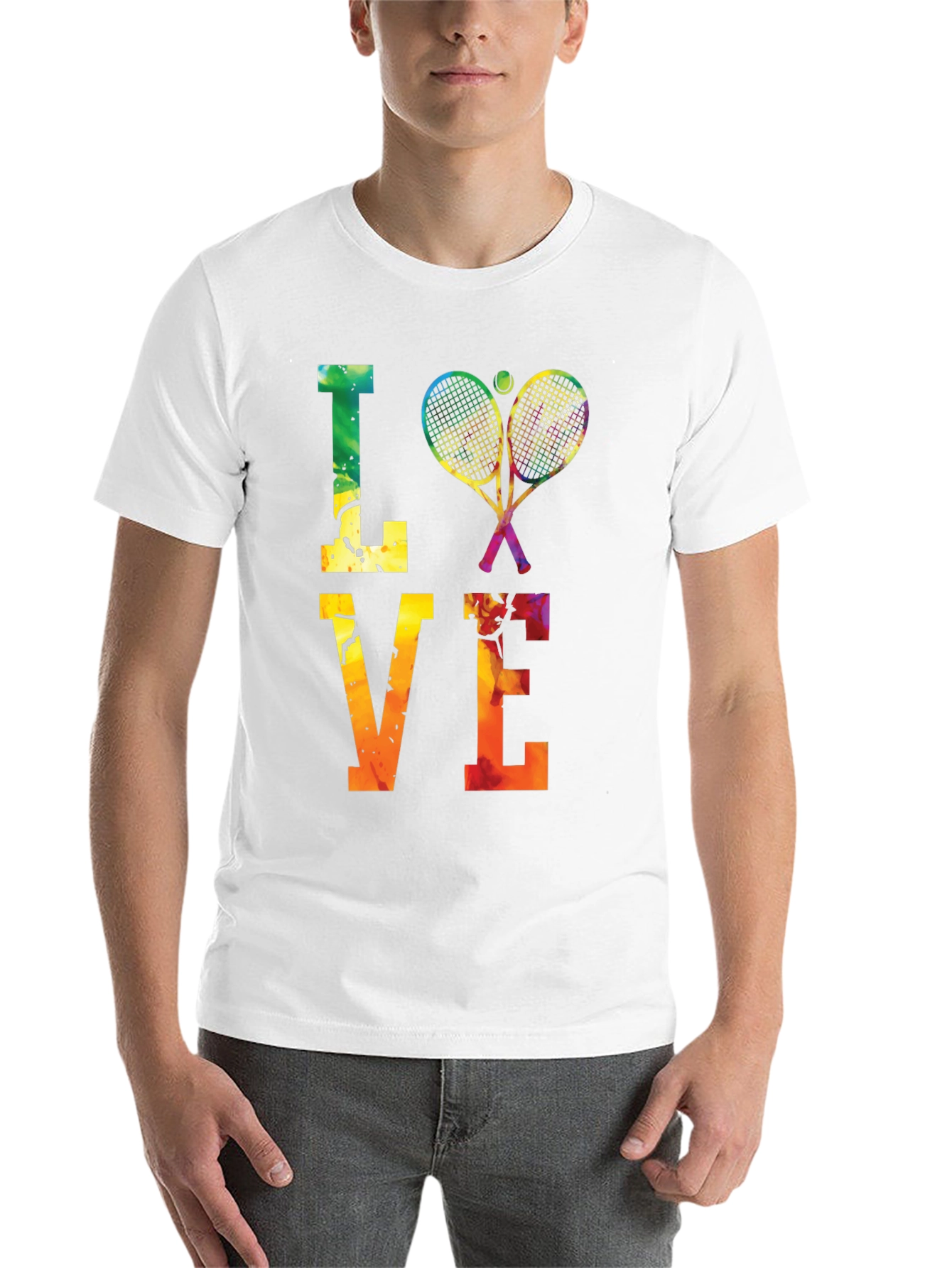 Black Tennis LOVE T-Shirt - Colorful Graphic Tee view 14