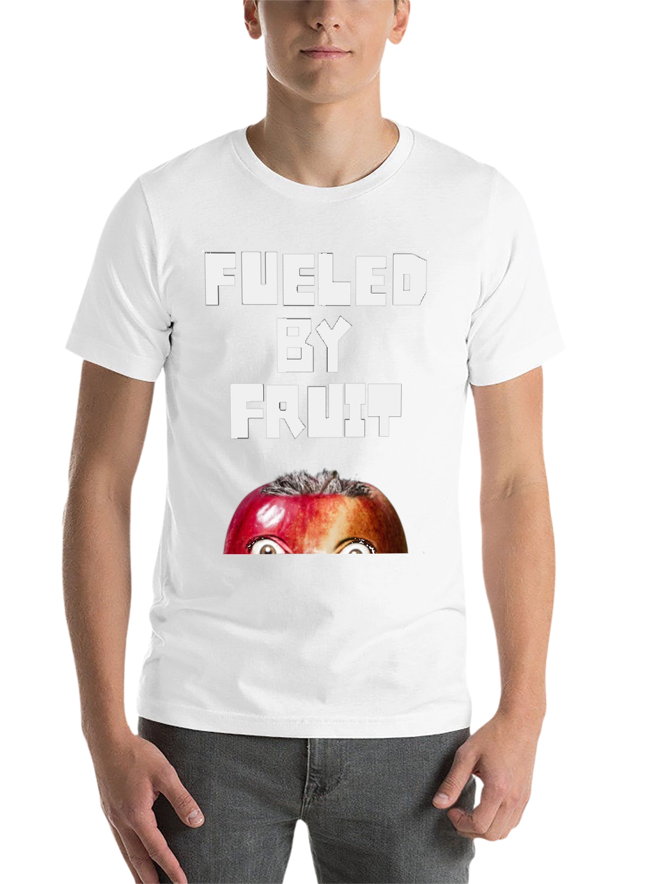 Black Fueled By Fruit T-Shirt - Funny Apple Face Tee view 14