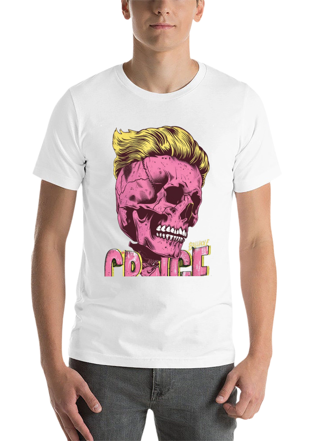 Black Skull with Hair T-shirt view 14