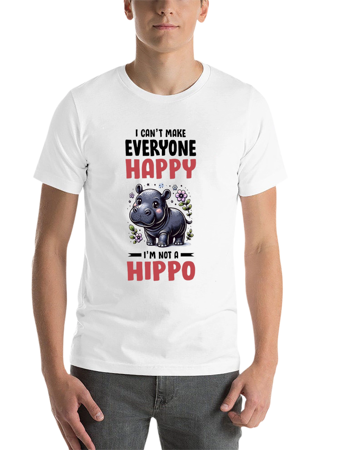 Black Funny Hippo T-Shirt - I Can't Make Everyone Happy view 14