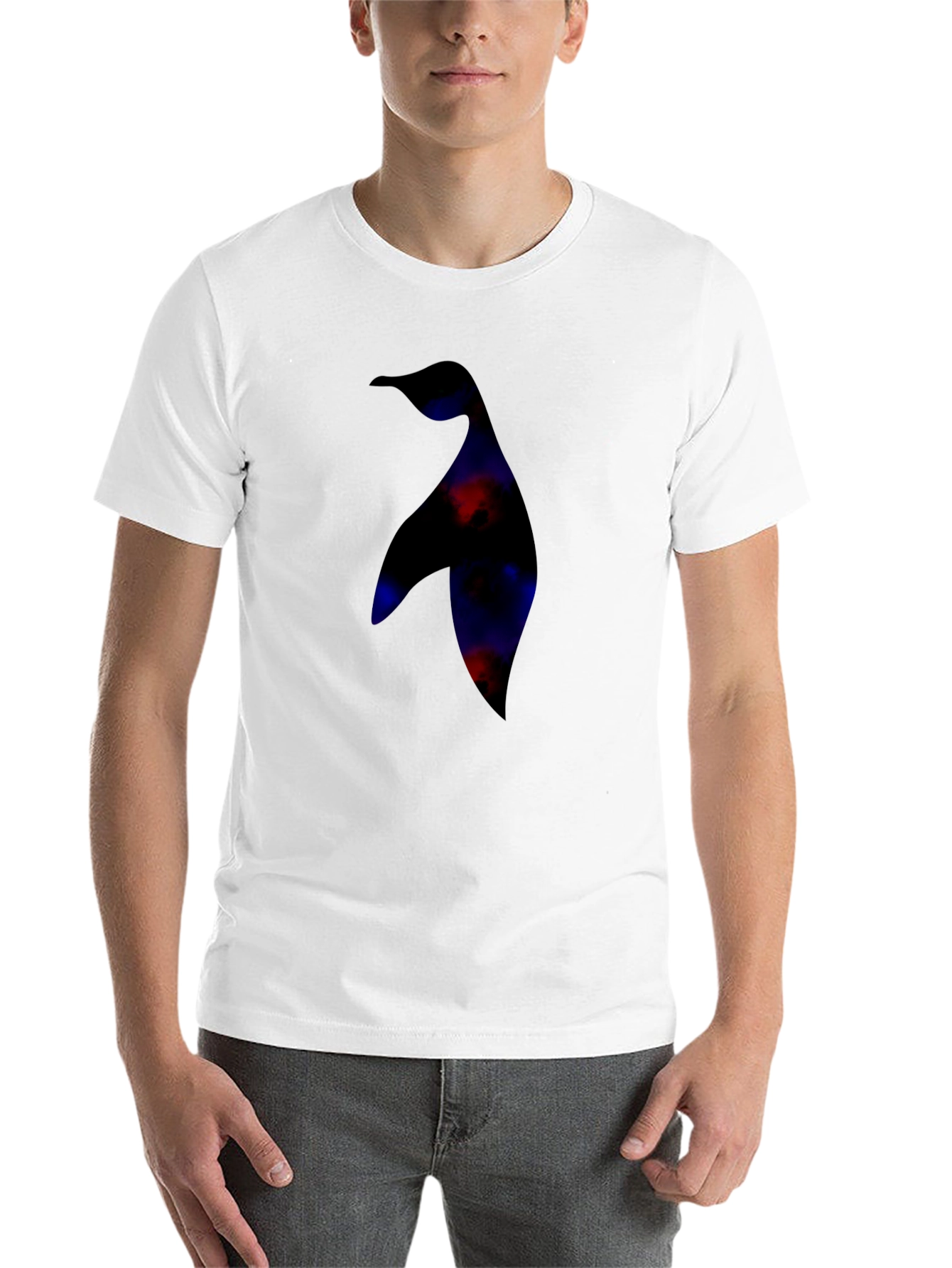 Black Abstract Penguin Graphic Print Black T-Shirt view 14