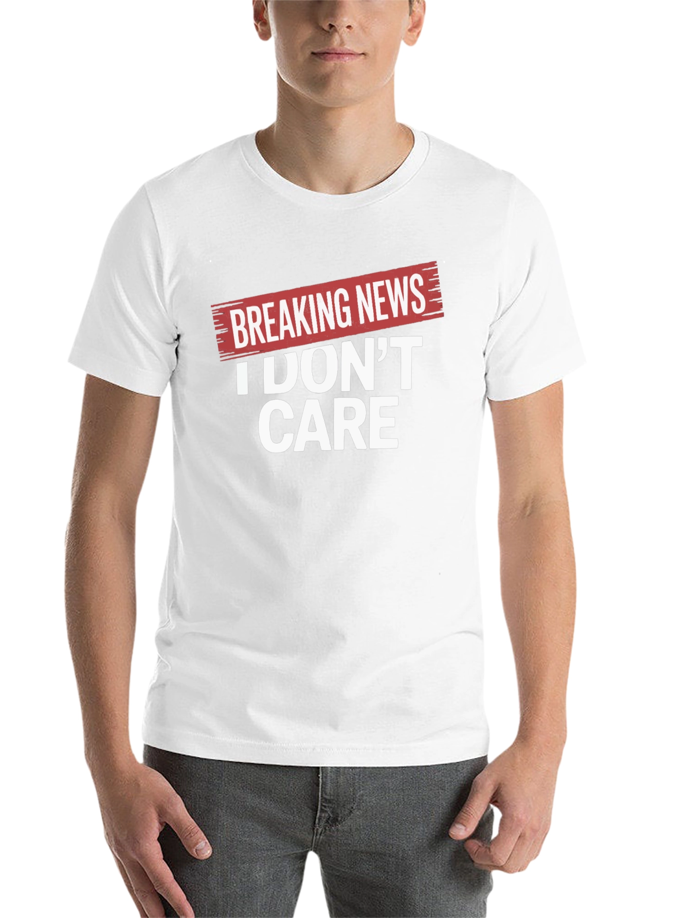 Black Breaking News I Don't Care Black T-Shirt view 14