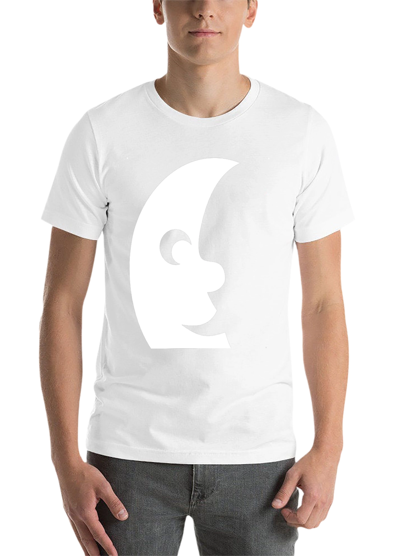 Black Men's Black T-Shirt with Moon Face Graphic view 14