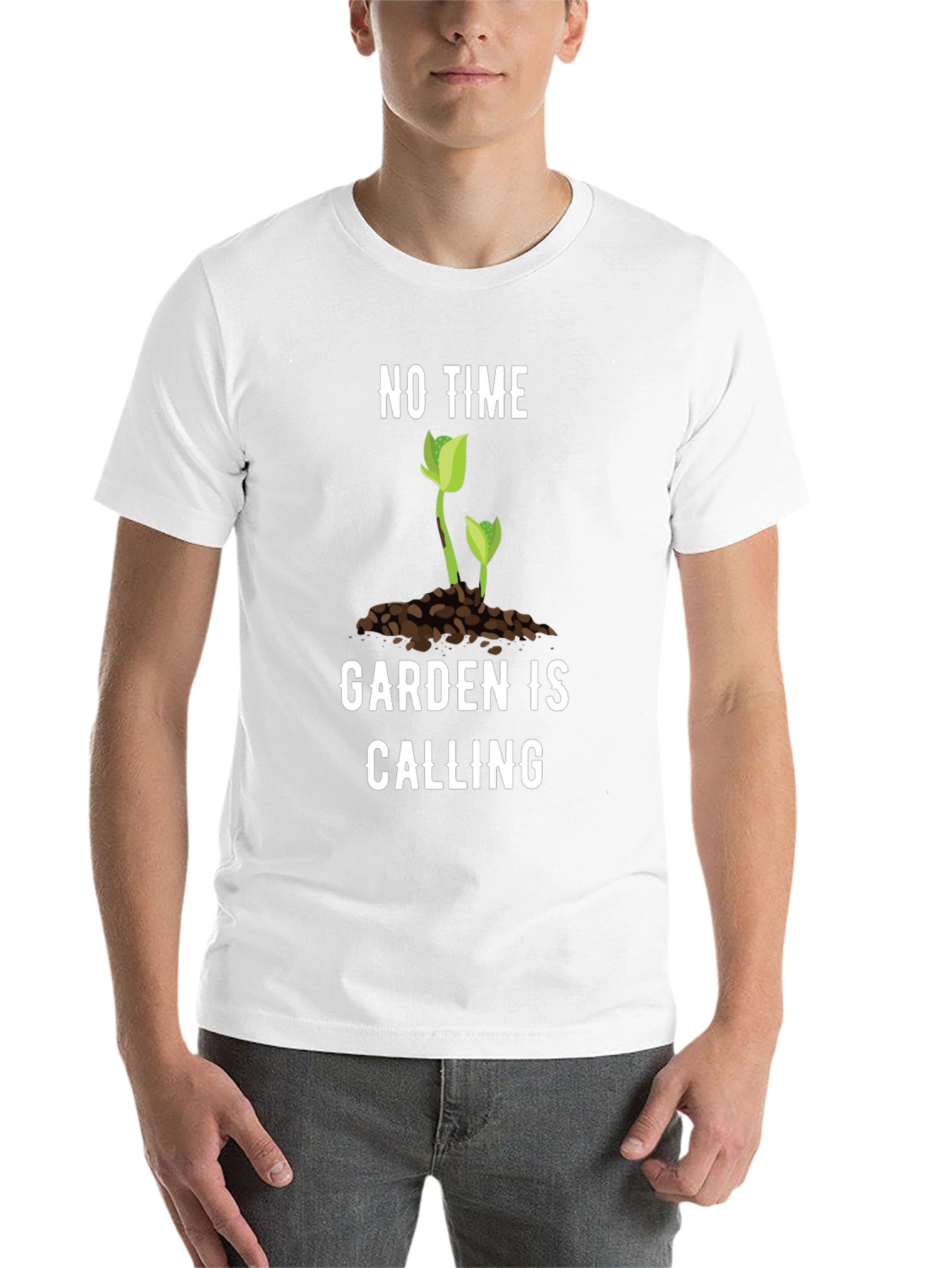 Black Gardening T-Shirt - "No Time, Garden is Calling" Tee view 14
