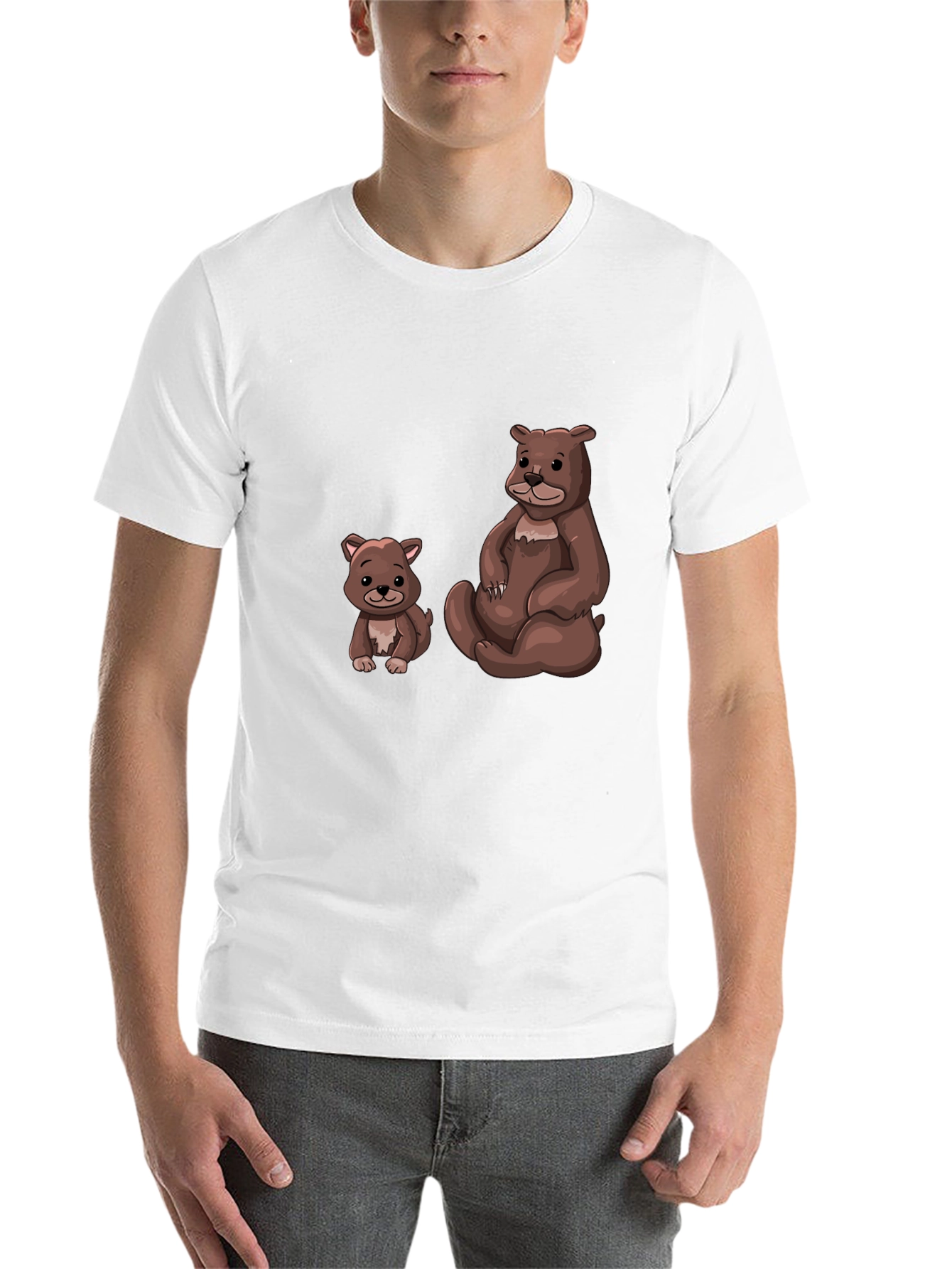Black Cute Bears Graphic Black T-Shirt - Casual Wear view 14