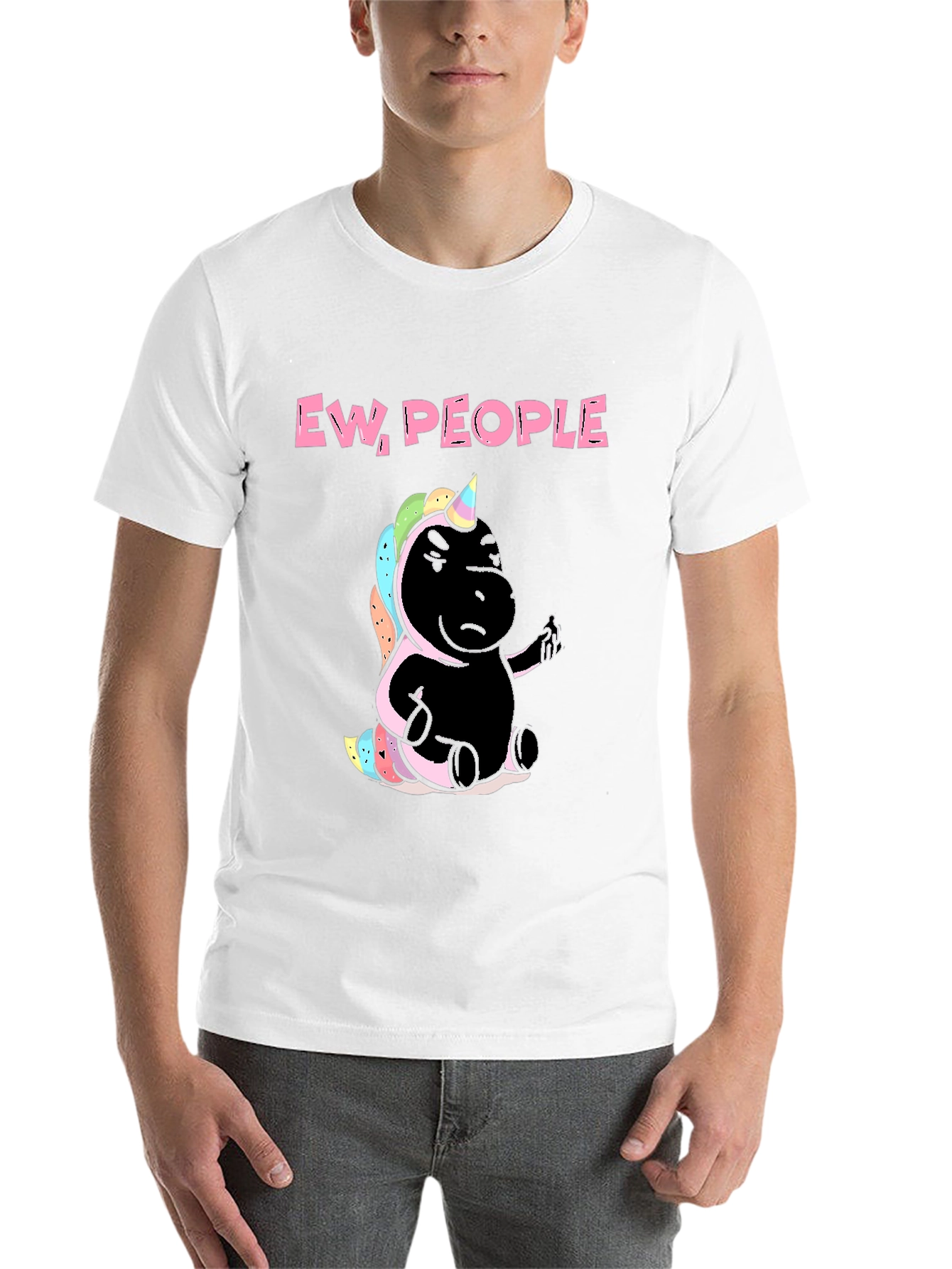 Black Ew People Unicorn Graphic Tee - Black Cotton T-Shirt view 14