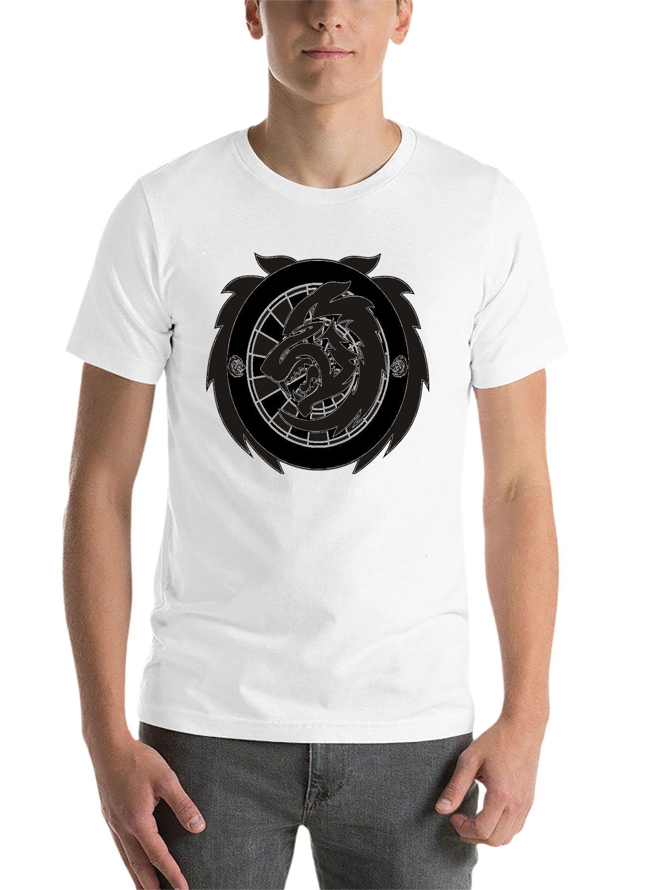 Black Black Wolf Emblem Graphic Tee - Men's Fashion view 14