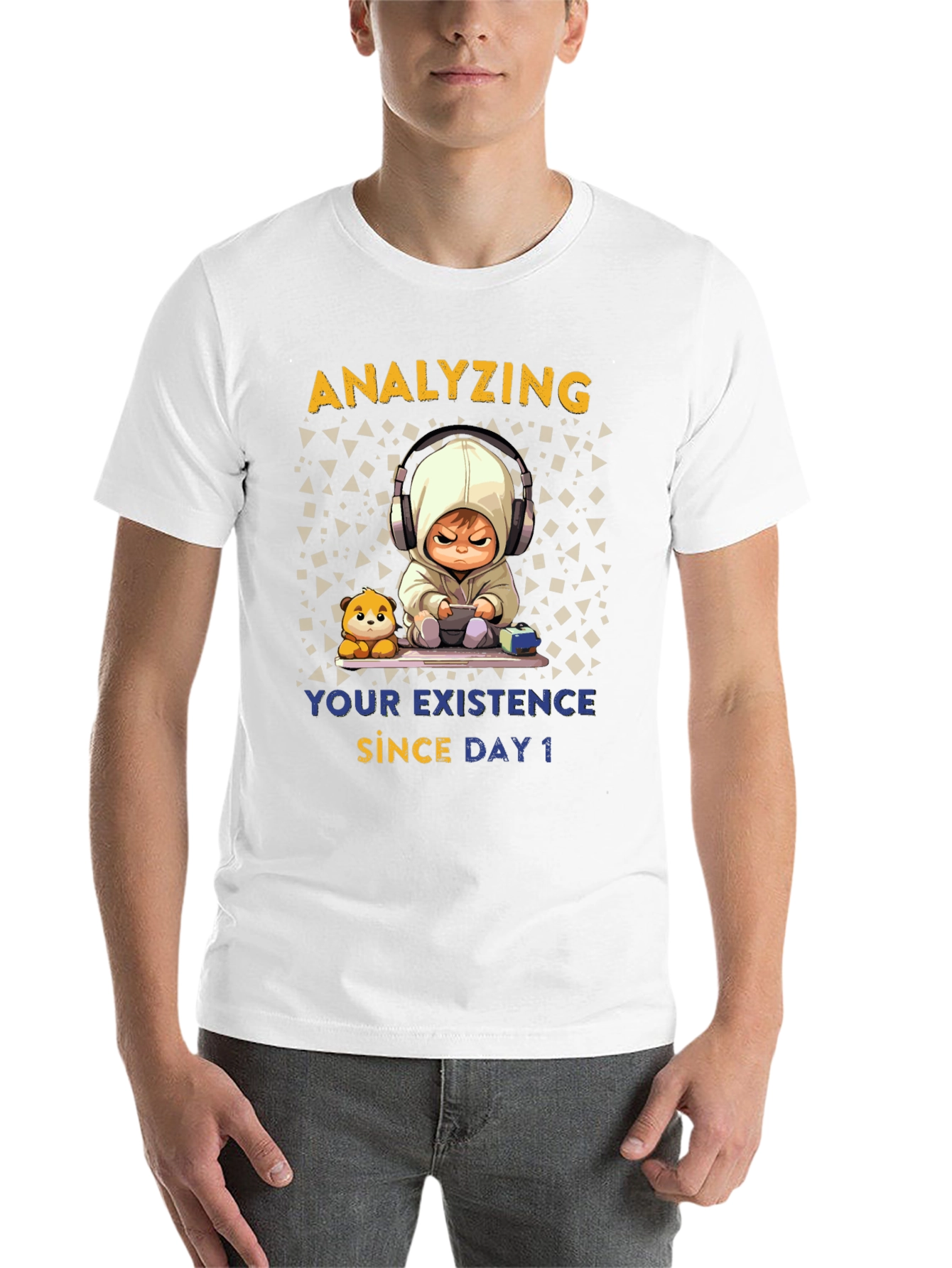 Black Analyzing Existence T-Shirt - Funny Gamer Baby Tee view 14